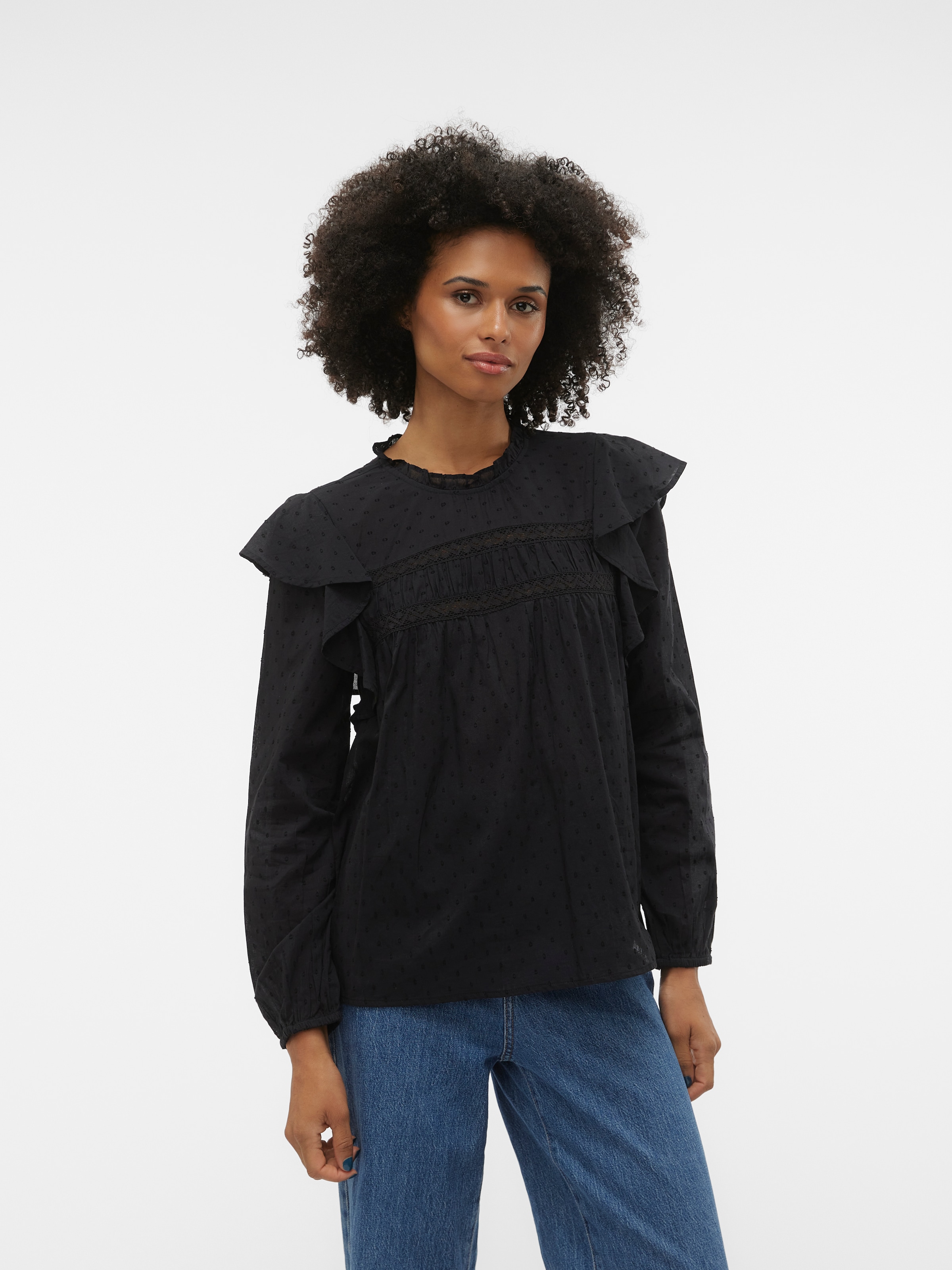 Vero Moda Spitzenbluse »VMTRINE LS LACE TOP WVN GA NOOS«