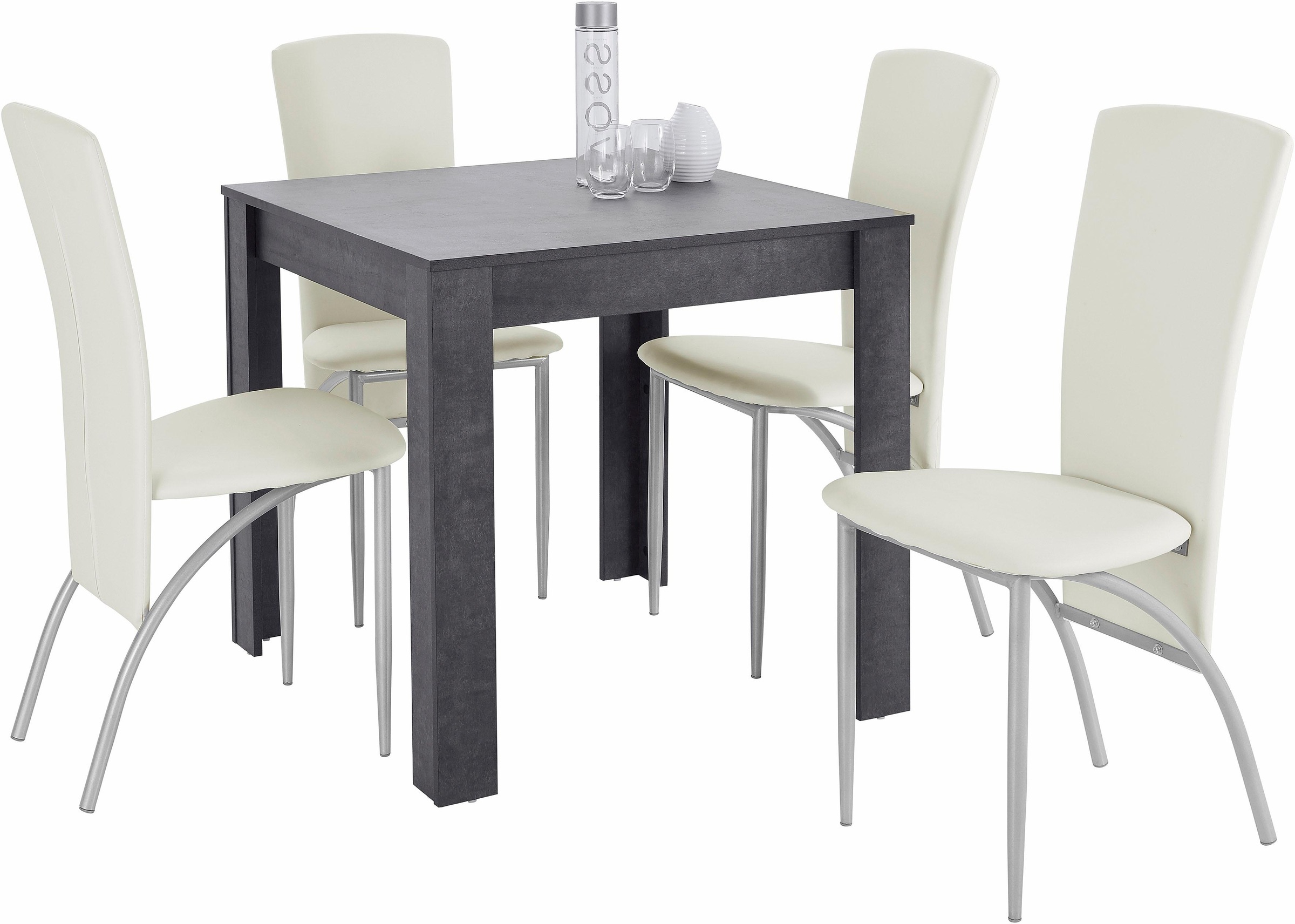 INOSIGN Essgruppe Tischbreite 80 cm in schieferfarben, 5tlg. Essgruppe