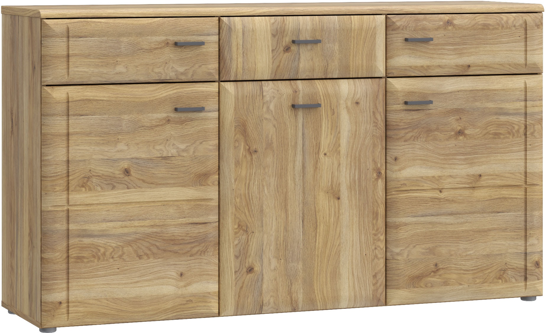 Image of FORTE Sideboard "Akinori" Sideboard, Holzoptik, MDF Front, Metallgriffe, Soft Close, Vollauszug