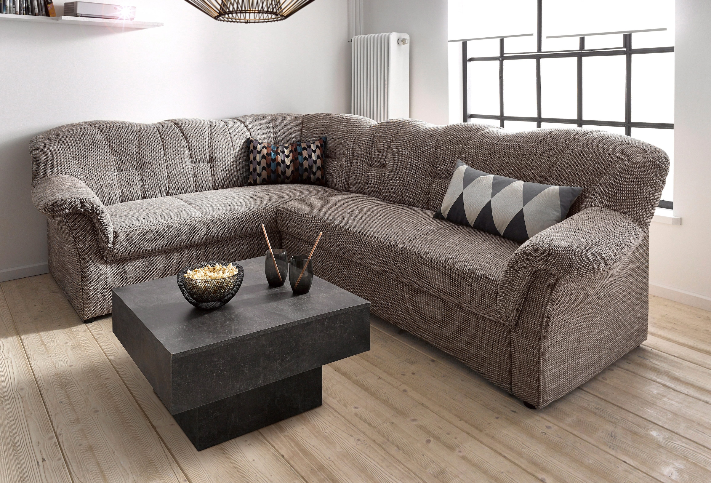 DOMO collection Ecksofa »Papenburg B/T/H: 242/190/84 cm L-Form«, wahlweise mit Bettfunktion, Langer Schenkel links oder rechts