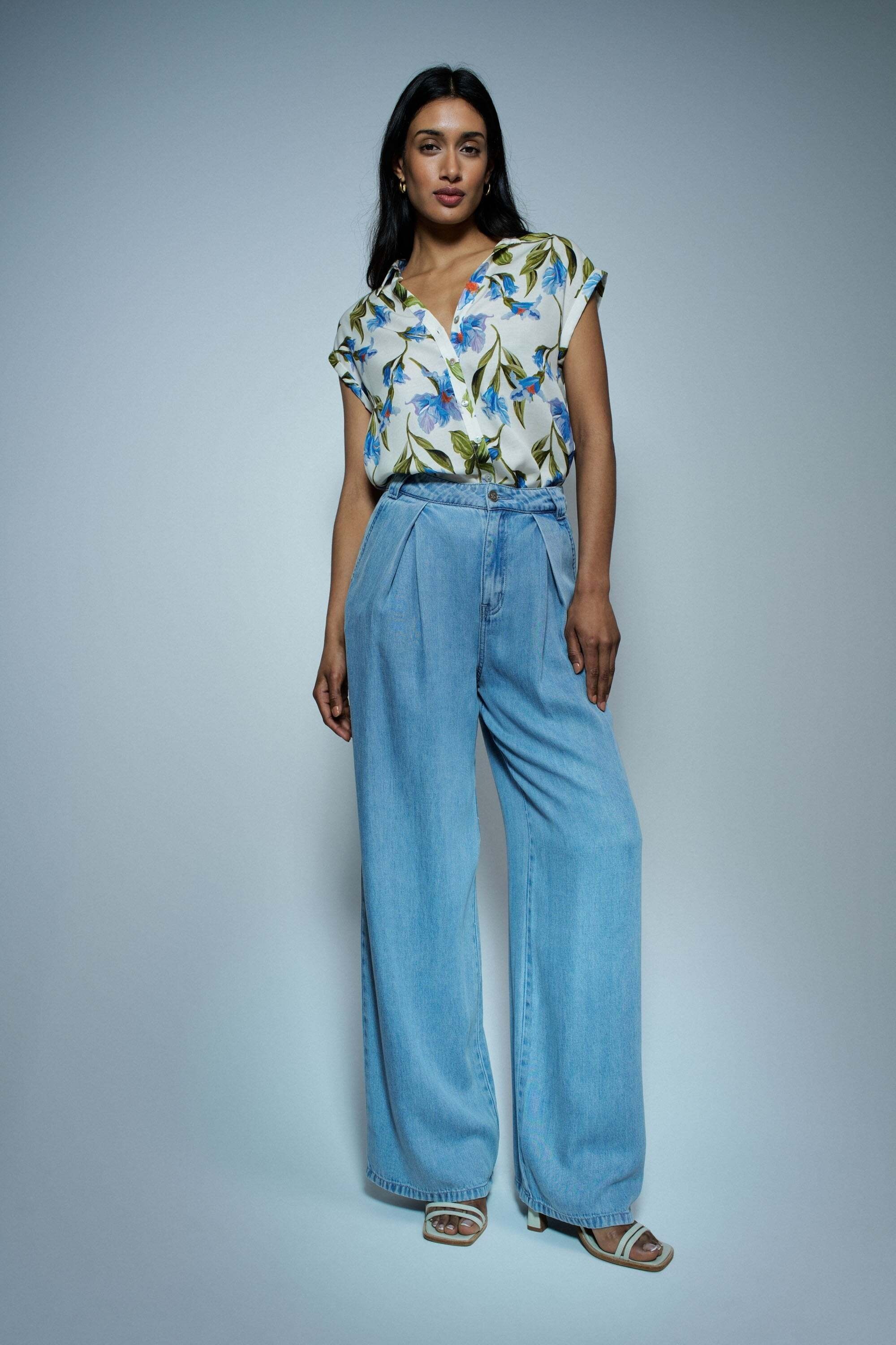Salsa Kurzarmbluse »Salsa Jeans Kurzarmbluse Basic Shirt With Shoulder Ruffles«
