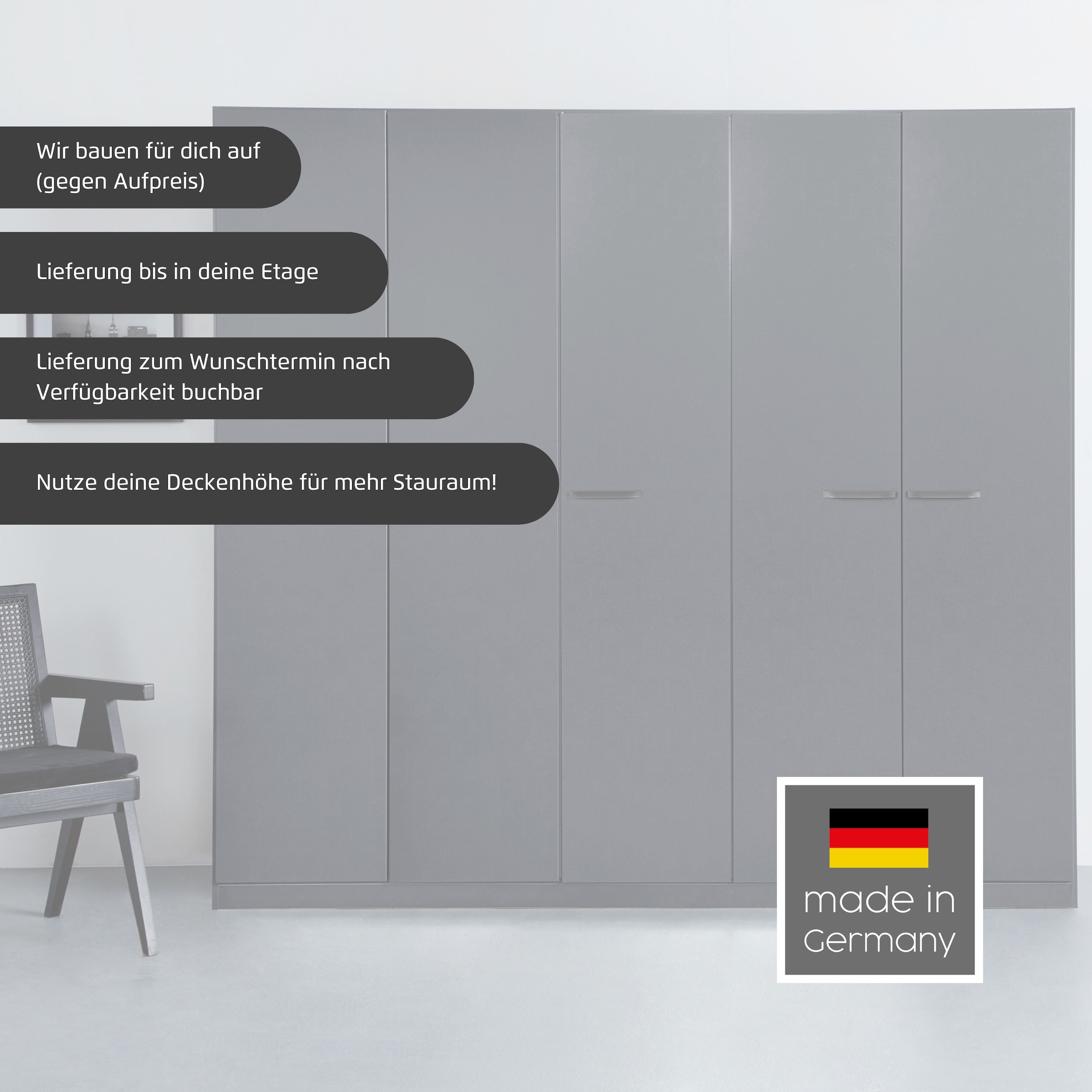 GOODproduct Kleiderschrank »Mehrzweckschrank Aktenschrank Möbel Mietswohnung Schlafzimmer OTELI« erhältlich in Breiten 230/275 cm inkl. Innenschubladen und extra Böden,  inkl. Passepartout optional mit Beleuchtung MADE IN GERMANY