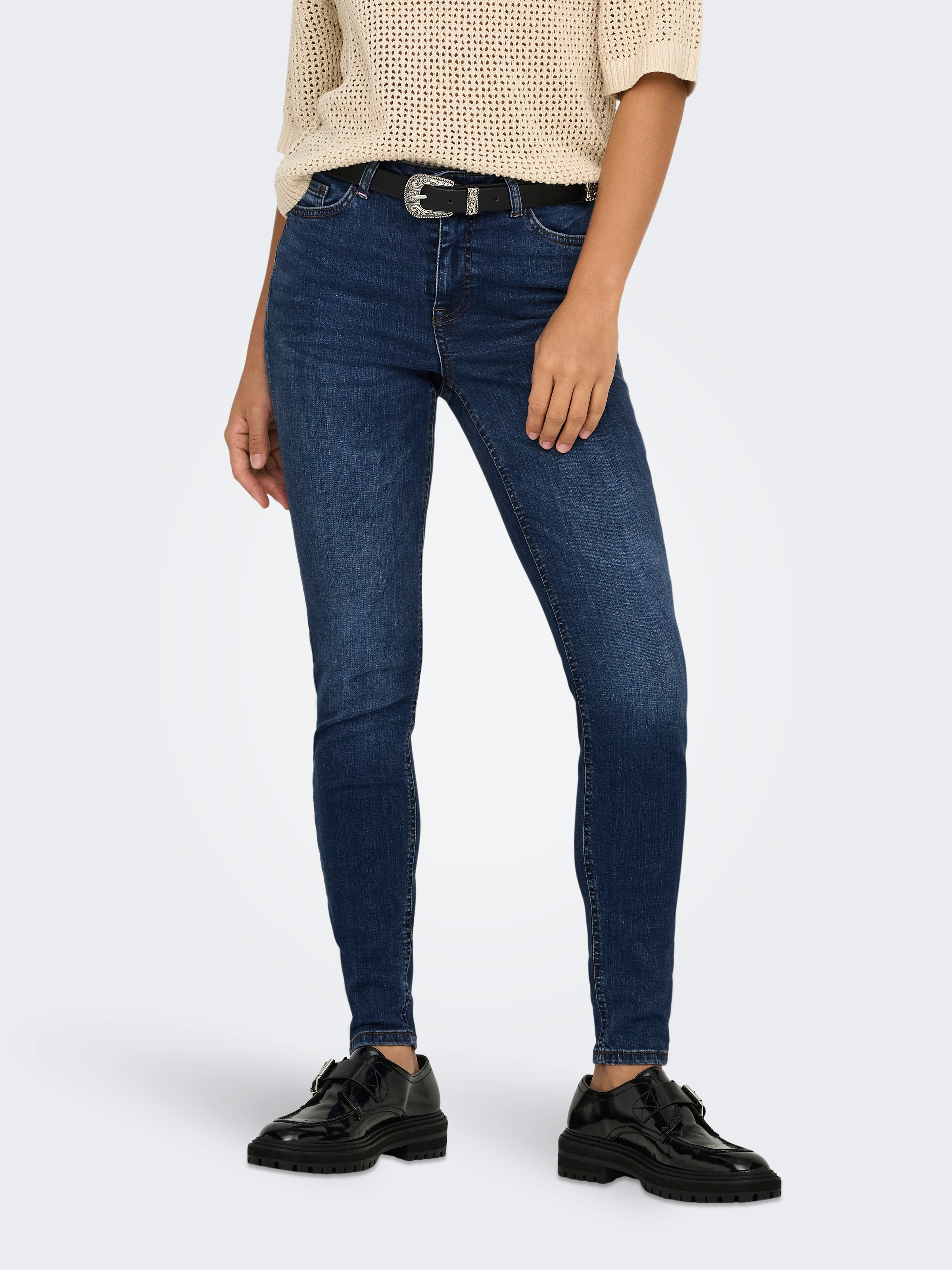 Image of JDY Skinny-fit-Jeans "JDYFINA MW SKINNY ANK JNS DB NOOS DNM"