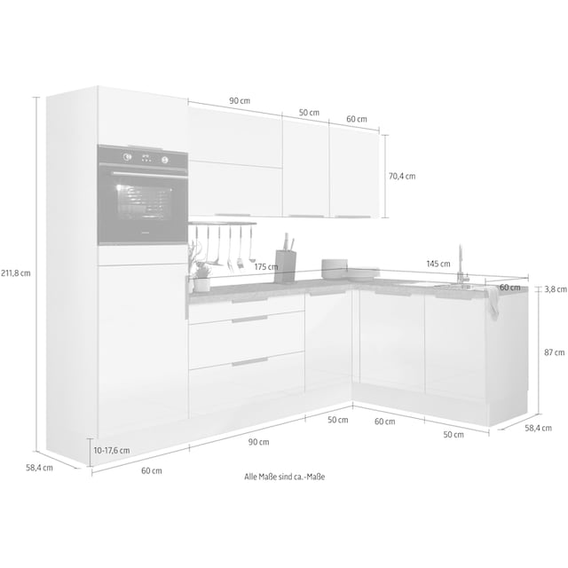 ♕ OPTIFIT Winkelküche »Tara«, mit Vollauszug und Soft-Close-Funktion,  Stellbreite 265 x 175 cm versandkostenfrei auf