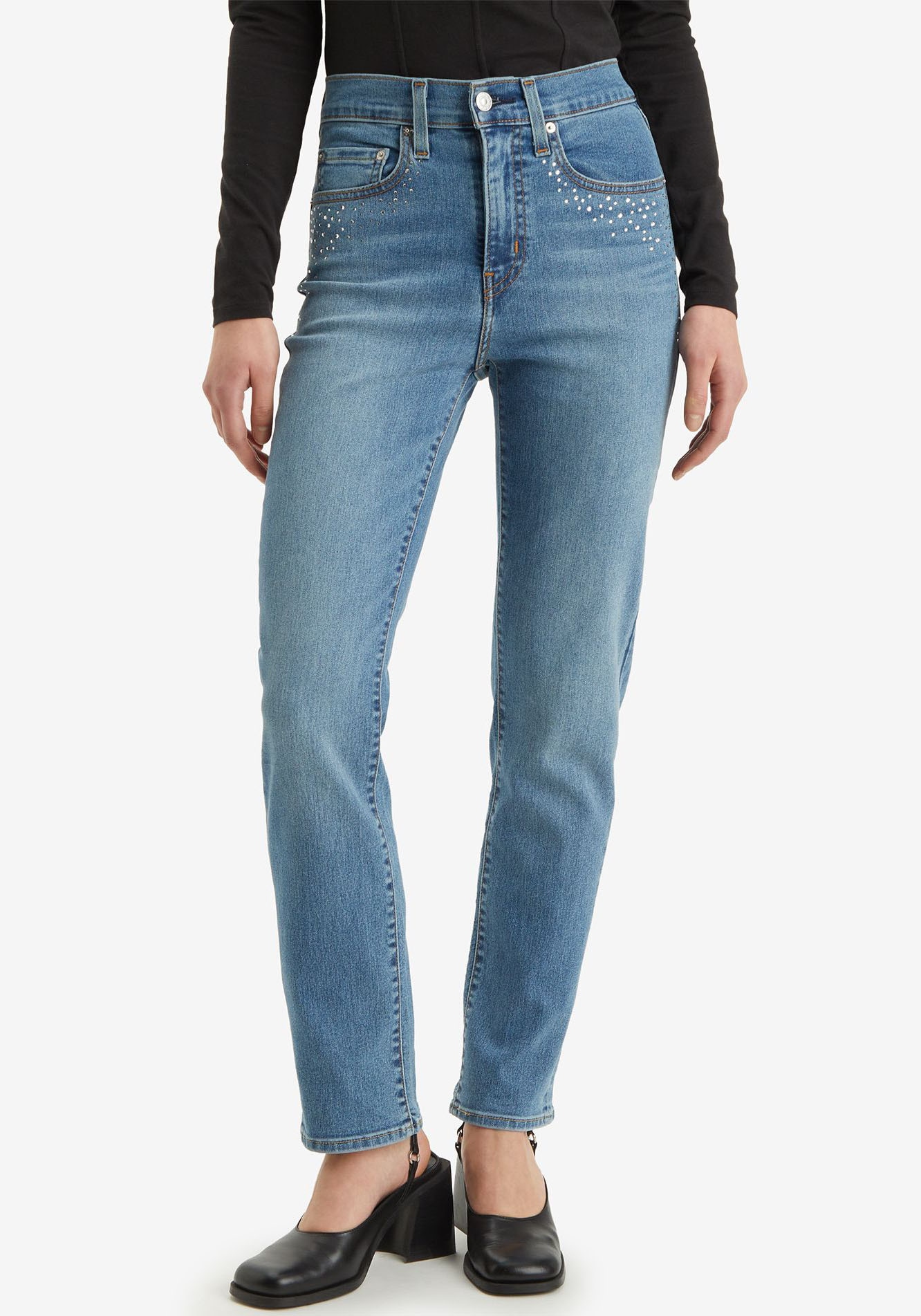 Levi's® Straight-Jeans »724 HIGH RISE STRAIGHT«, CAMP DENIM RHINESTONE