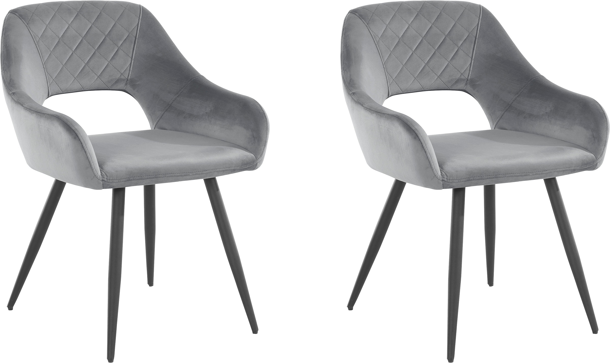 Image of Leonique Esszimmerstuhl »Epaney«, 2 St., Veloursstoff, im 2er Set erhältlich, Sitz und Rücken gepolstert, mit Steppung an der Vorderseite des Rückens, mit einem schwarzen Metallgestell, Sitzhöhe 47 cm bei Ackermann Versand Schweiz