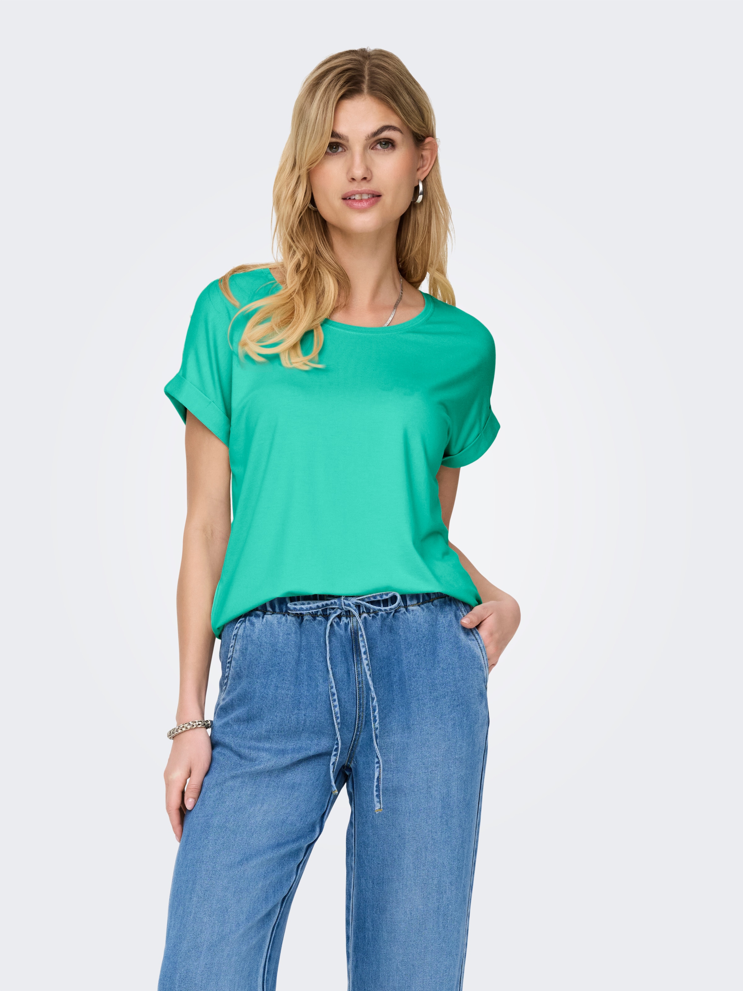 Image of ONLY T-Shirt "ONLMOSTER – Kurzarmshirt mit Aufschlag und klassischem Look" Viskosemischung, regular fit
