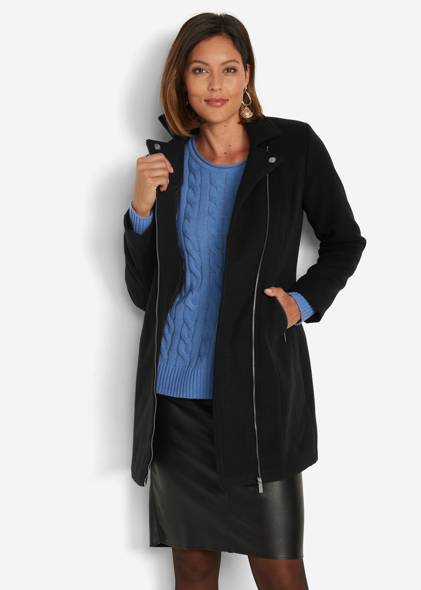 Image of bonprix Kurzmantel im Blazer-Stil, mit asymmetrischem Zipper und Reversekragen