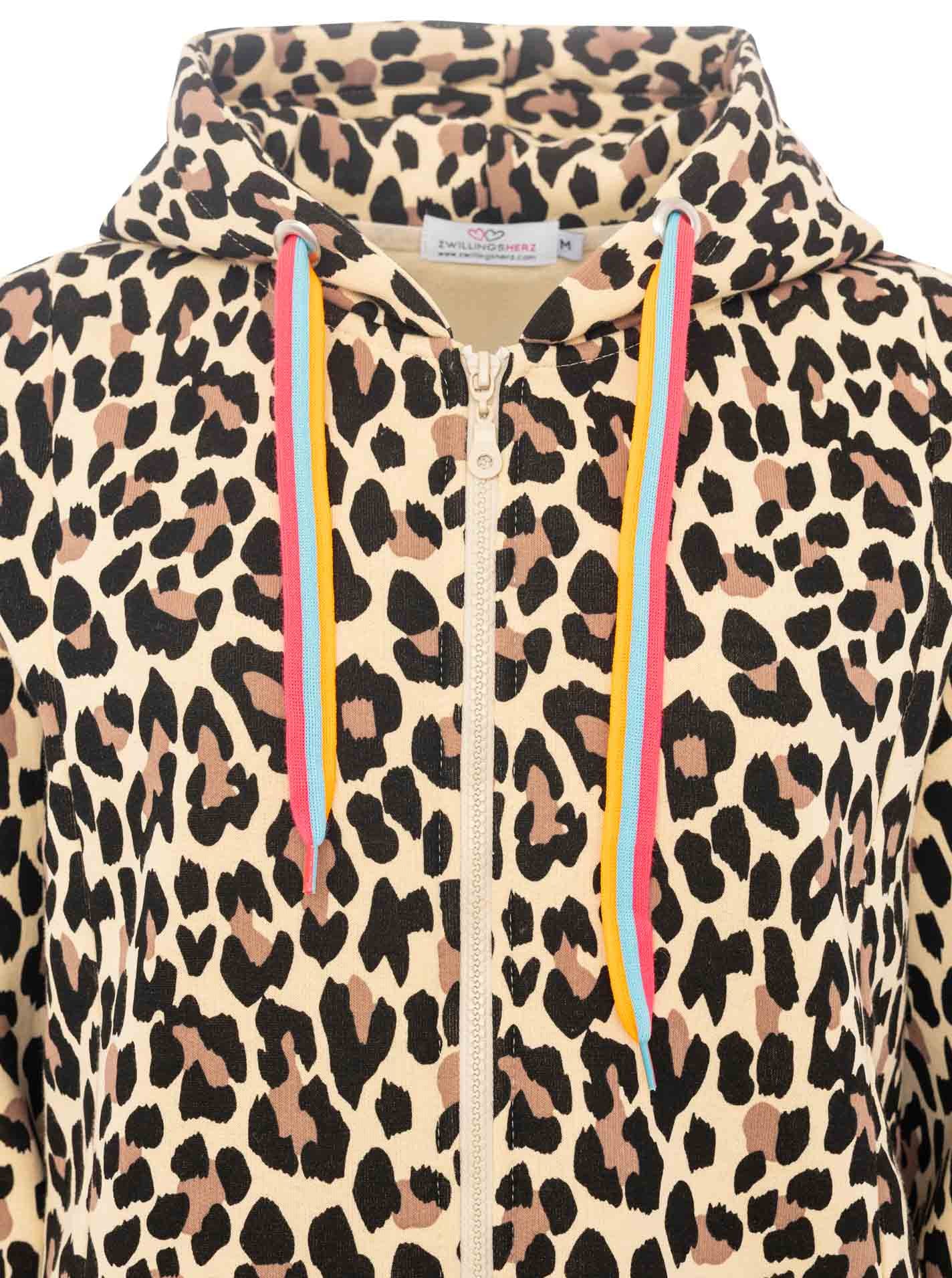 Zwillingsherz Jerseymantel »"Leo allover Neon Kante"« mit Kapuze und Taschen, Neondetails