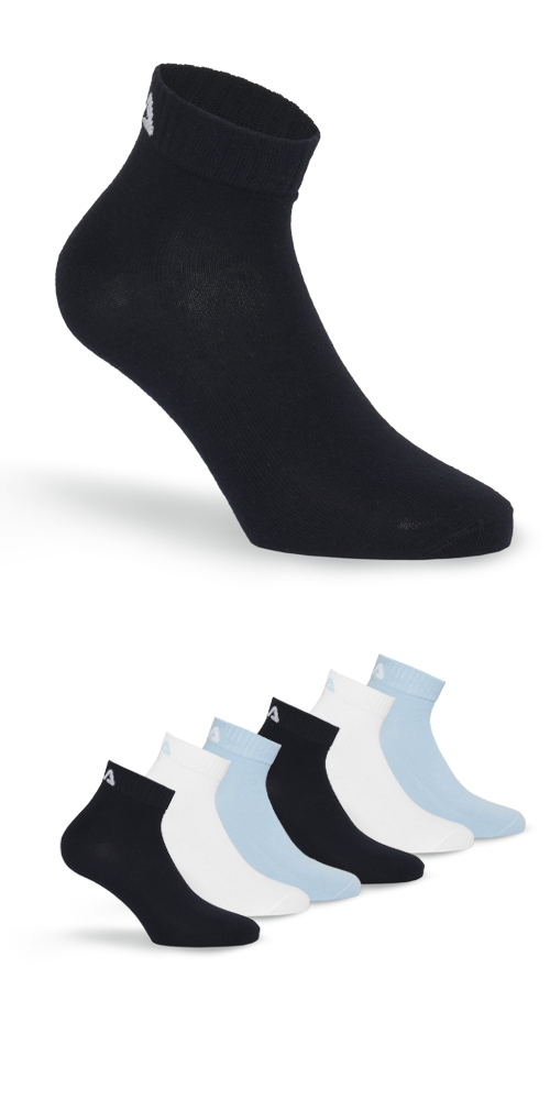 Fila Kurzsocken, (6er Pack), Baumwollmischung, Rippenbündchen, flache Zehennaht