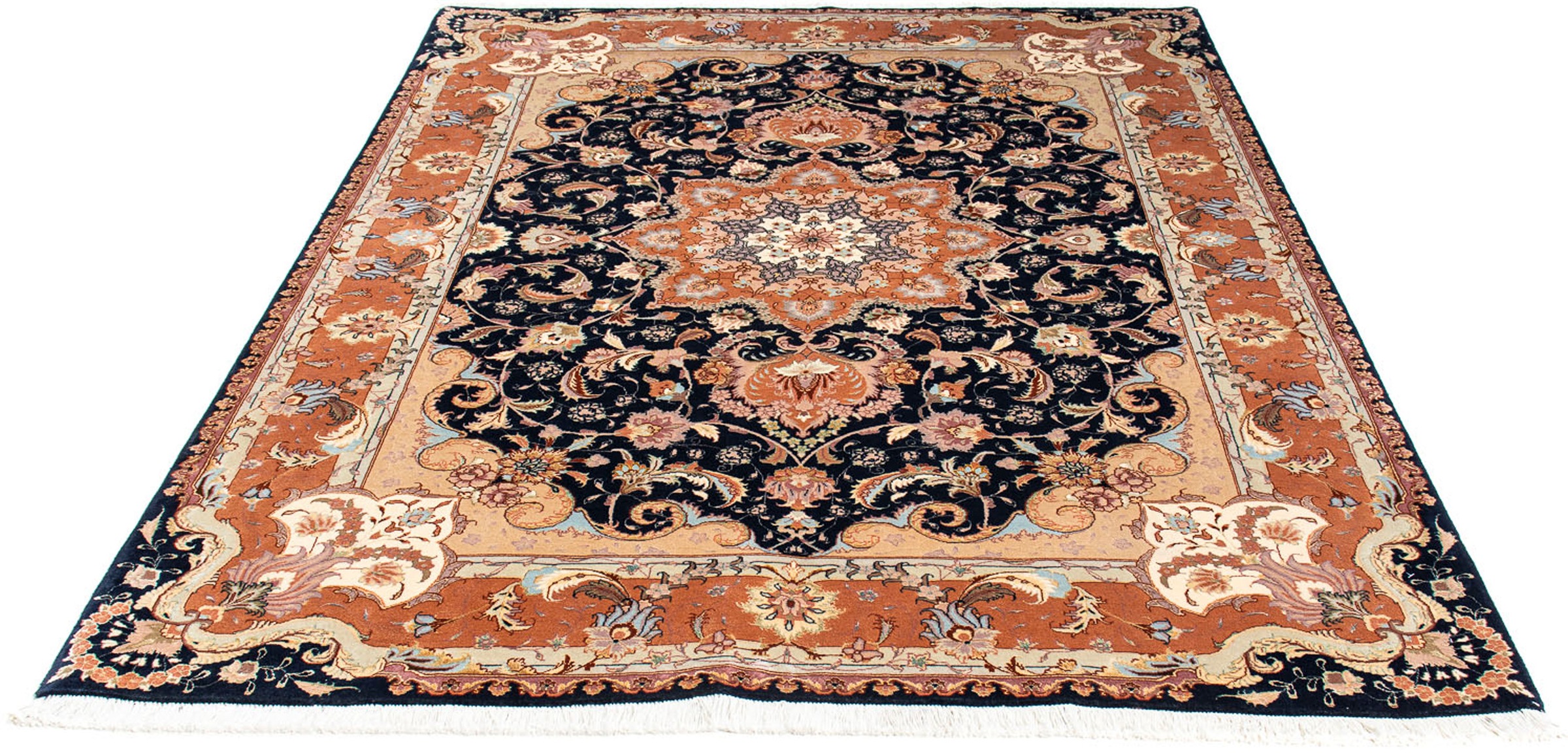 Image of morgenland Orientteppich »Perser - Täbriz - Royal - 200 x 155 cm - dunkelblau«, rechteckig, 7 mm Höhe, Wohnzimmer, Handgeknüpft, Einzelstück mit Zertifikat bei Ackermann Versand Schweiz