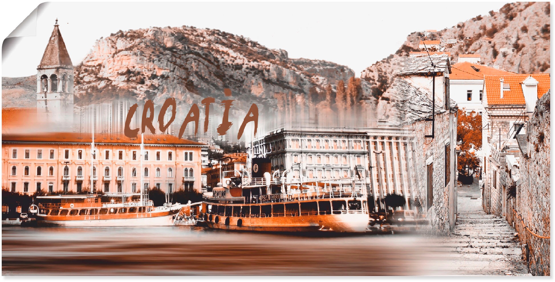 Image of Artland Wandbild »Kroatien Skyline abstrakte Collage«, Kroatien, (1 St.), in vielen Grössen & Produktarten -Leinwandbild, Poster, Wandaufkleber / Wandtattoo auch für Badezimmer geeignet bei Ackermann Versand Schweiz