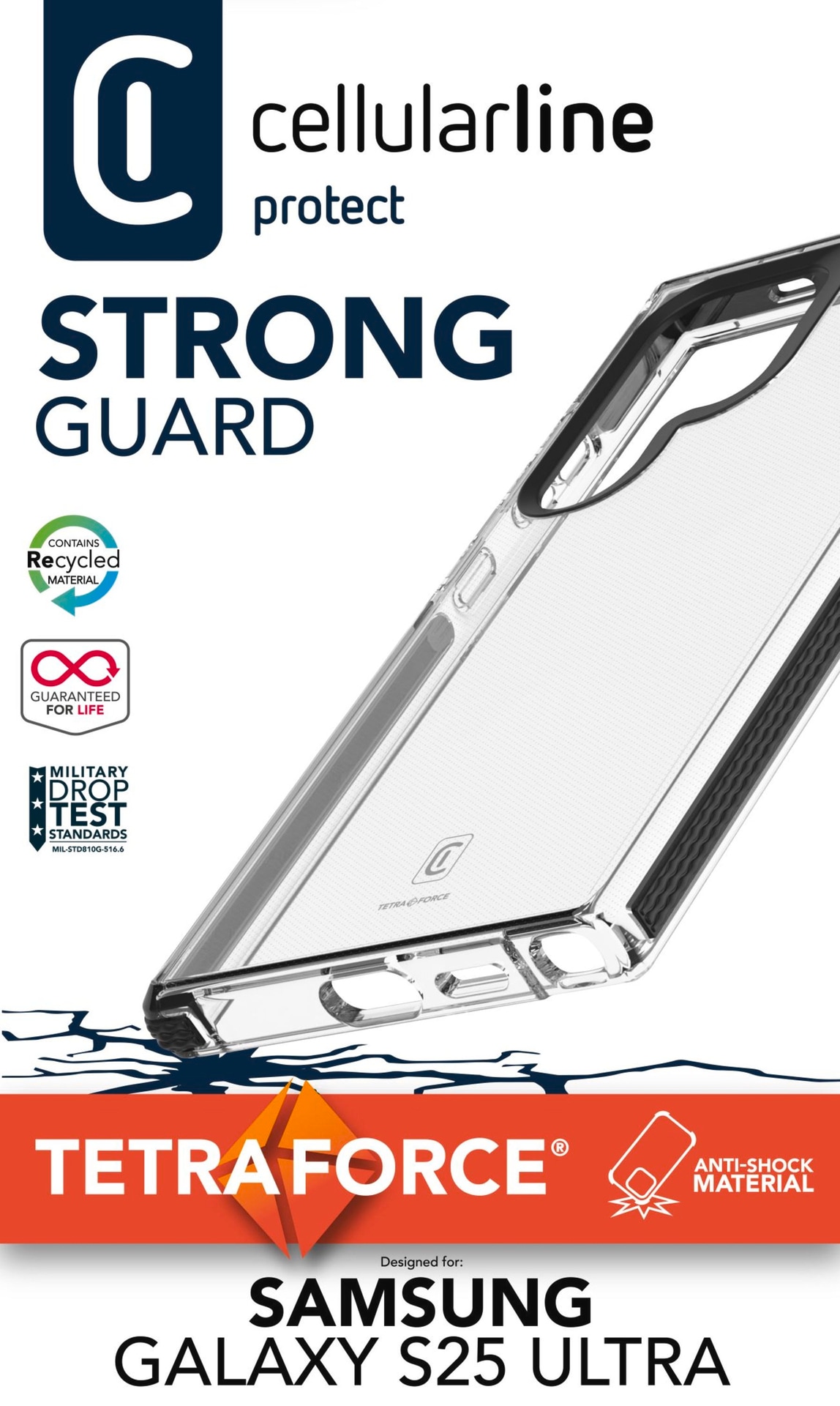 Cellularline Handyhülle »Tetra Force Strong Samsung Galaxy S25 Ultra«, Backcover, Schutzhülle, Handyschutzhülle, Case, Schutzcase, stossfest