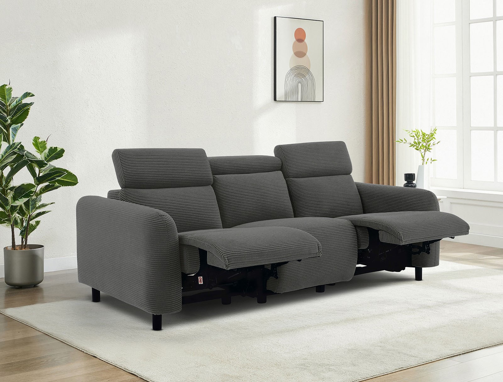 Image of GOODproduct 3-Sitzer "SKAANE Cord-Sofa, 229 cm, manuelle u. elektrische Relaxfunktion" Relax-Funktion in 2 Sitzen, Kopfteilverstellung, Federkernpolsterung