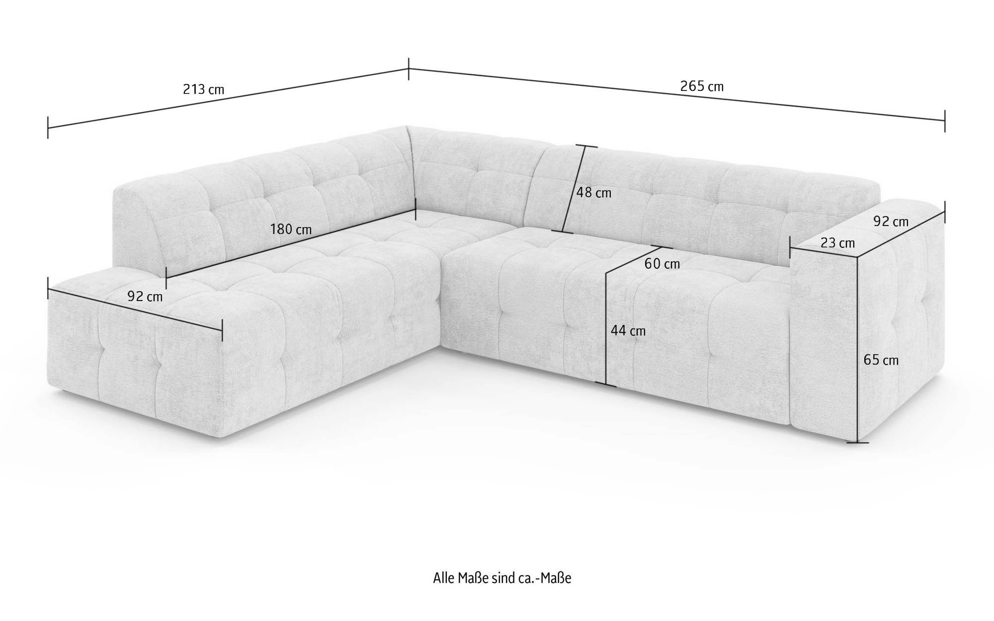 GOODproduct Canapé d'angle »TYZZA L-Form, Breite 265 cm, Verlässliche Qualität, Chenille« Ottomane links/rechts bestellbar, Bezug - Chenille oder Struktur