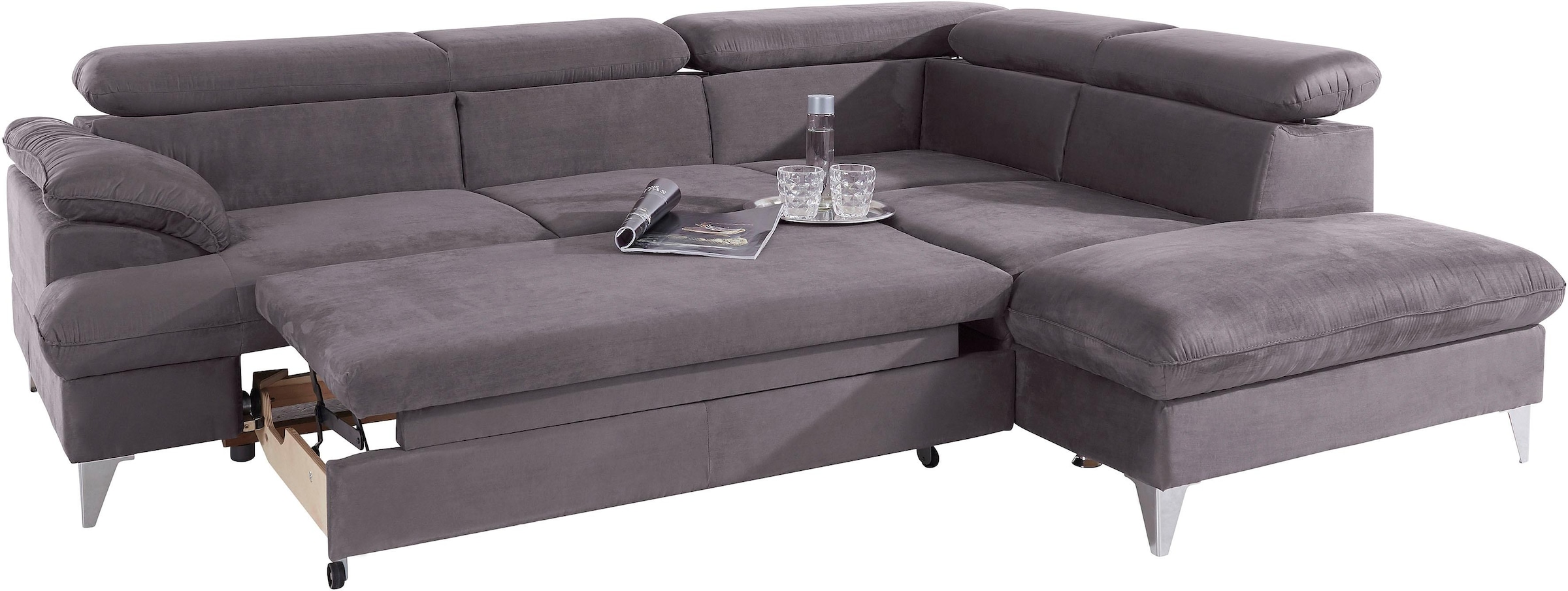 COTTA Ecksofa »Caluso L-Form«, mit Kopfteilverstellung, wahlweise mit Bettfunktion & Bettkasten