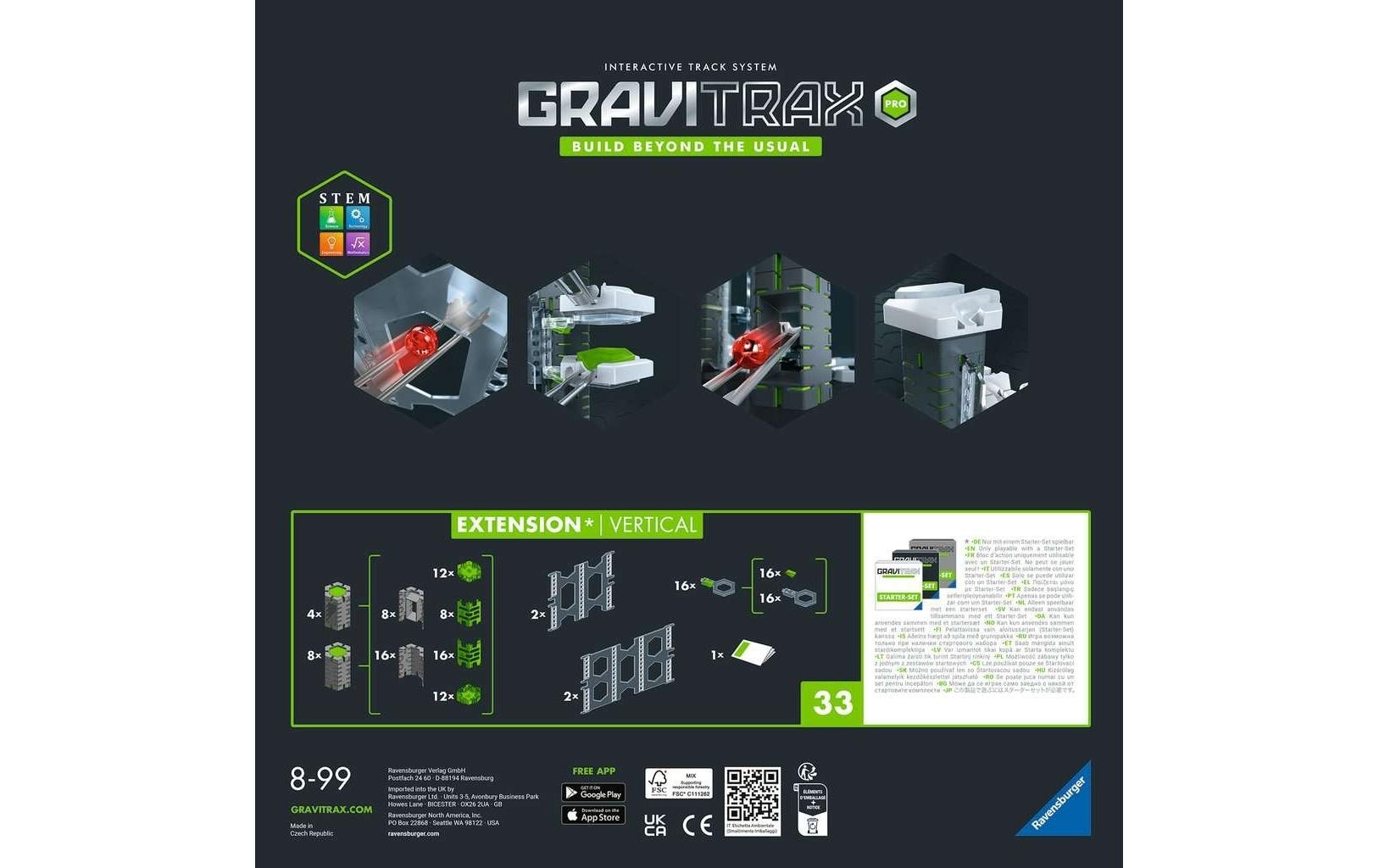 Ravensburger Kugelbahn »PRO Extension Vertical«, (33 tlg.)