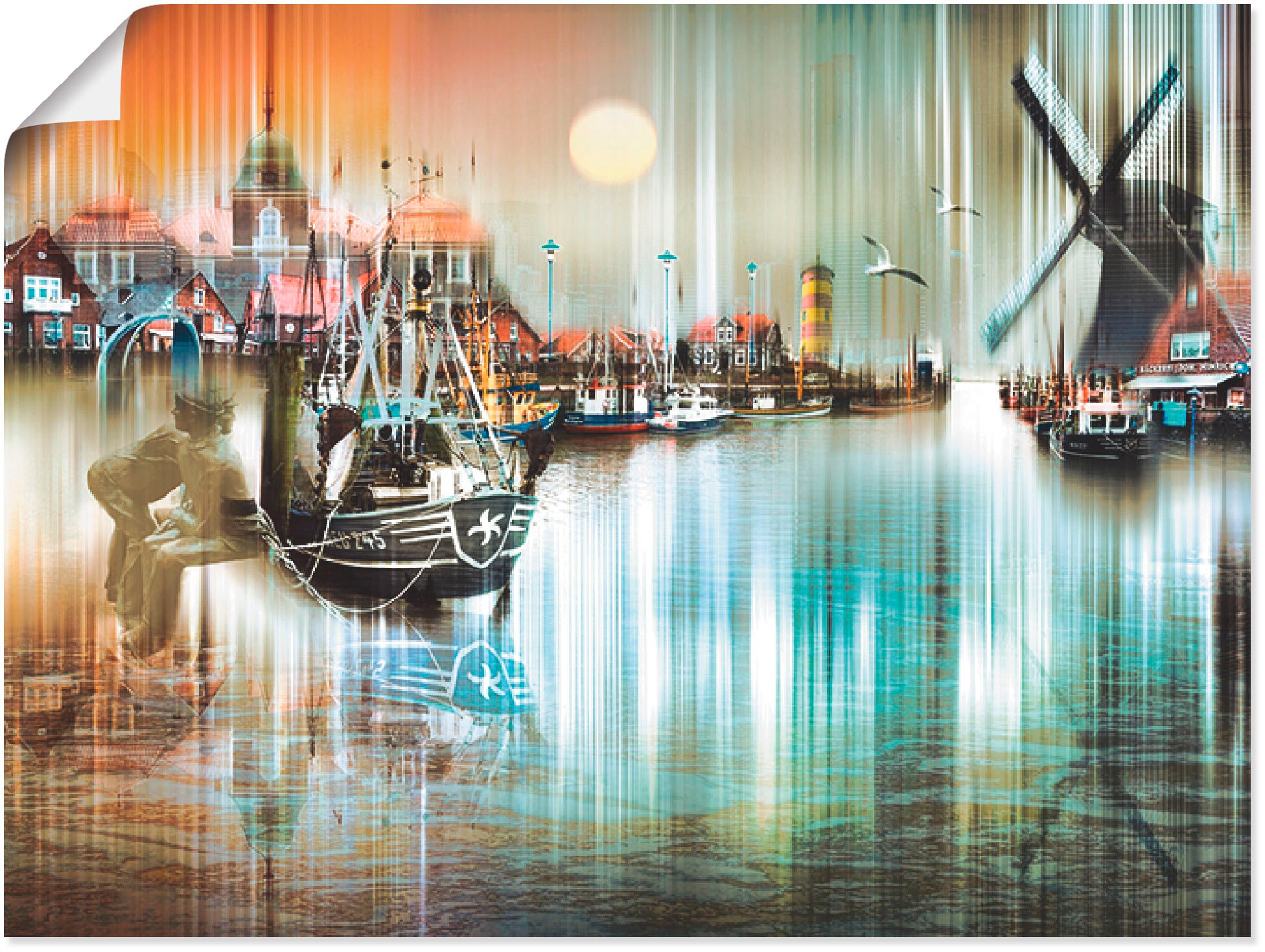 Image of Artland Wandbild "Neuharlingersiel Nordsee Collage 04" Architektonische Elemente 1 Stk. tlg. als Leinwandbild, Poster in verschied. Grössen