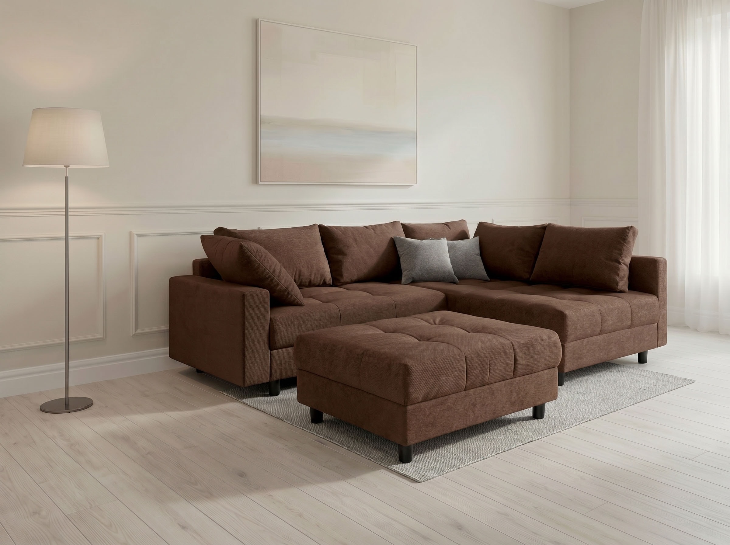 COLLECTION AB Ecksofa »Antonia L-Form, B: 215 cm« Ecksofa, Rückenkissen, ottomane beidseitig montierbar, Bonnelfederkern