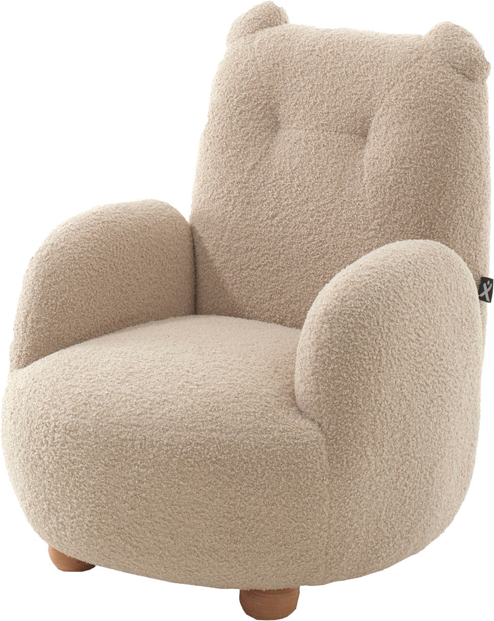Image of Vipack Sessel "für Kinder in verspielter Optik, ein Highlight für das Kinderzimmer" B: 60 x H: 66 x T: 64 cm, Füsse aus Massivholz, Bezug flauschiger Bouclé Stoff, zwei Farben zur Wahl