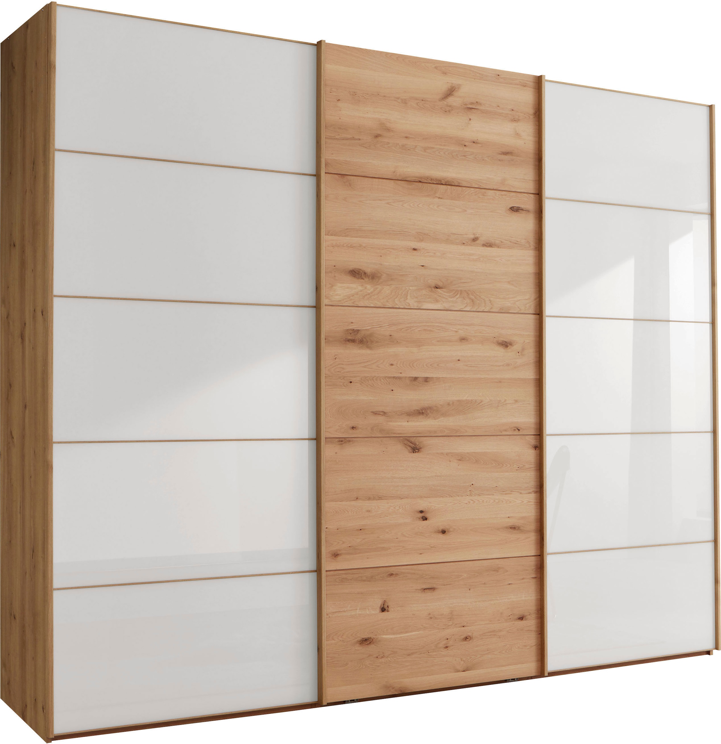 Image of WIEMANN Schwebetürenschrank "Cardiff" mit massiven Holztüren und Spiegel