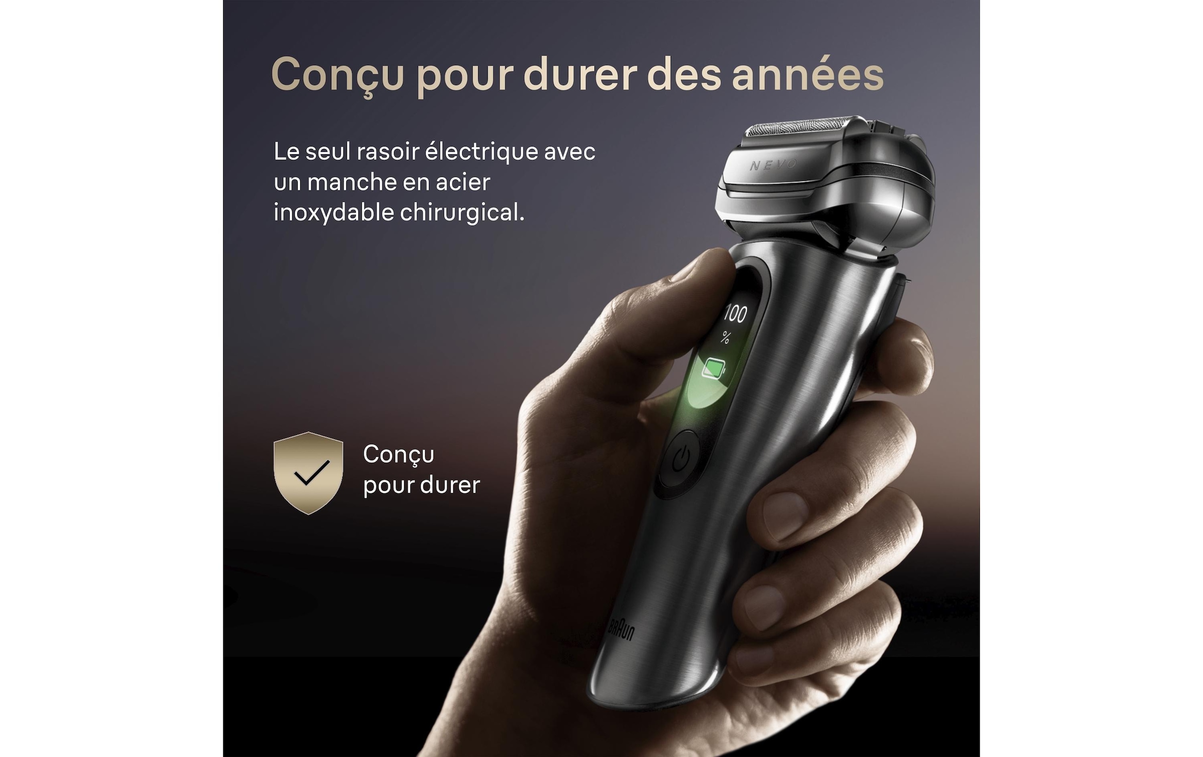Braun Rasoirs électriques »NEVO 15000cc« station de nettoyage SmartClean Plus Tondeuse de précision intégrée AeroTouch, écran intelligent, système de soin 7-en-1, étui de voyage, argent