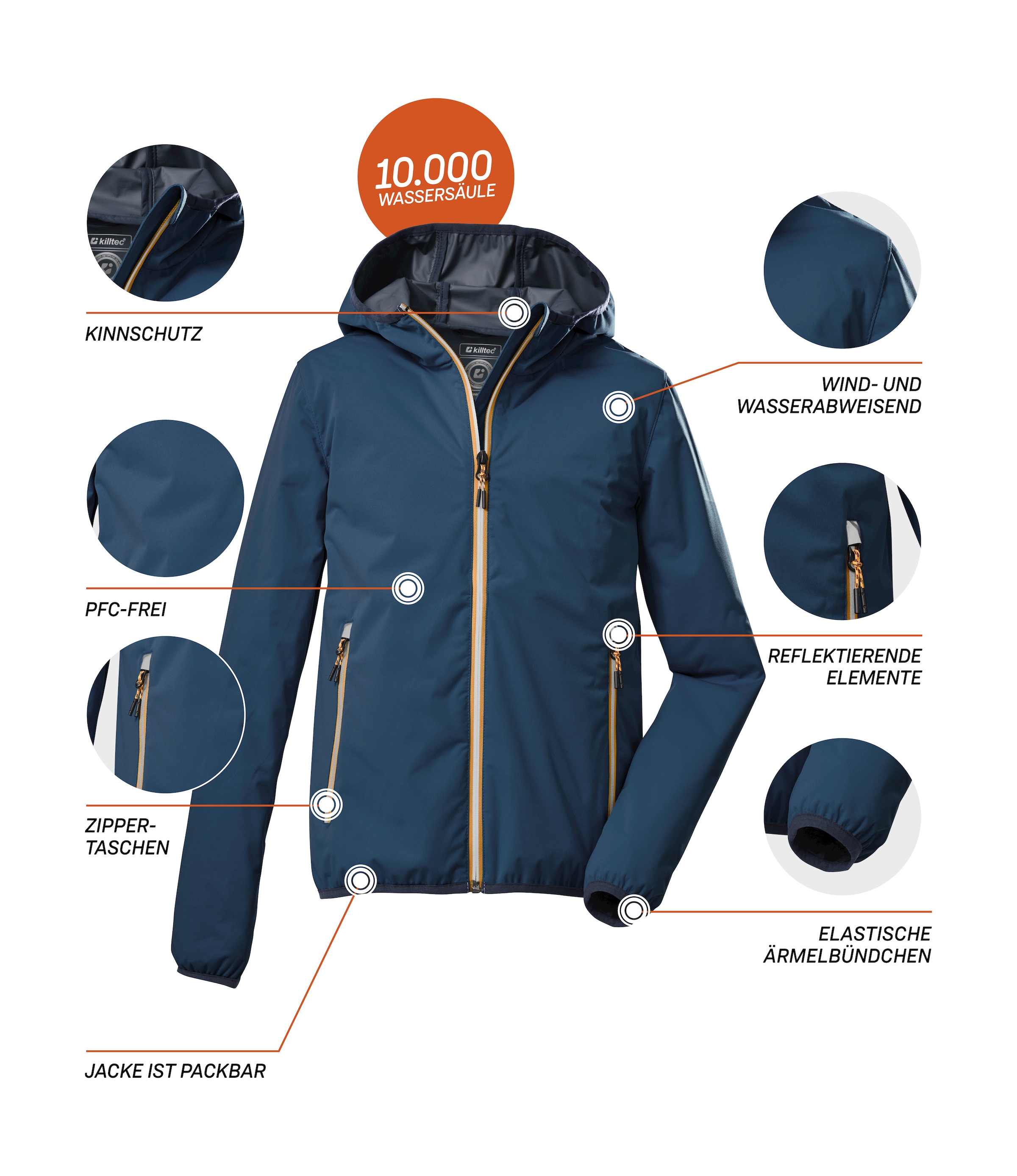 Killtec Outdoorjacke »KOS 230 BYS JCKT«, Packbare, wasserdichte Kinder Jacke mit Kapuze