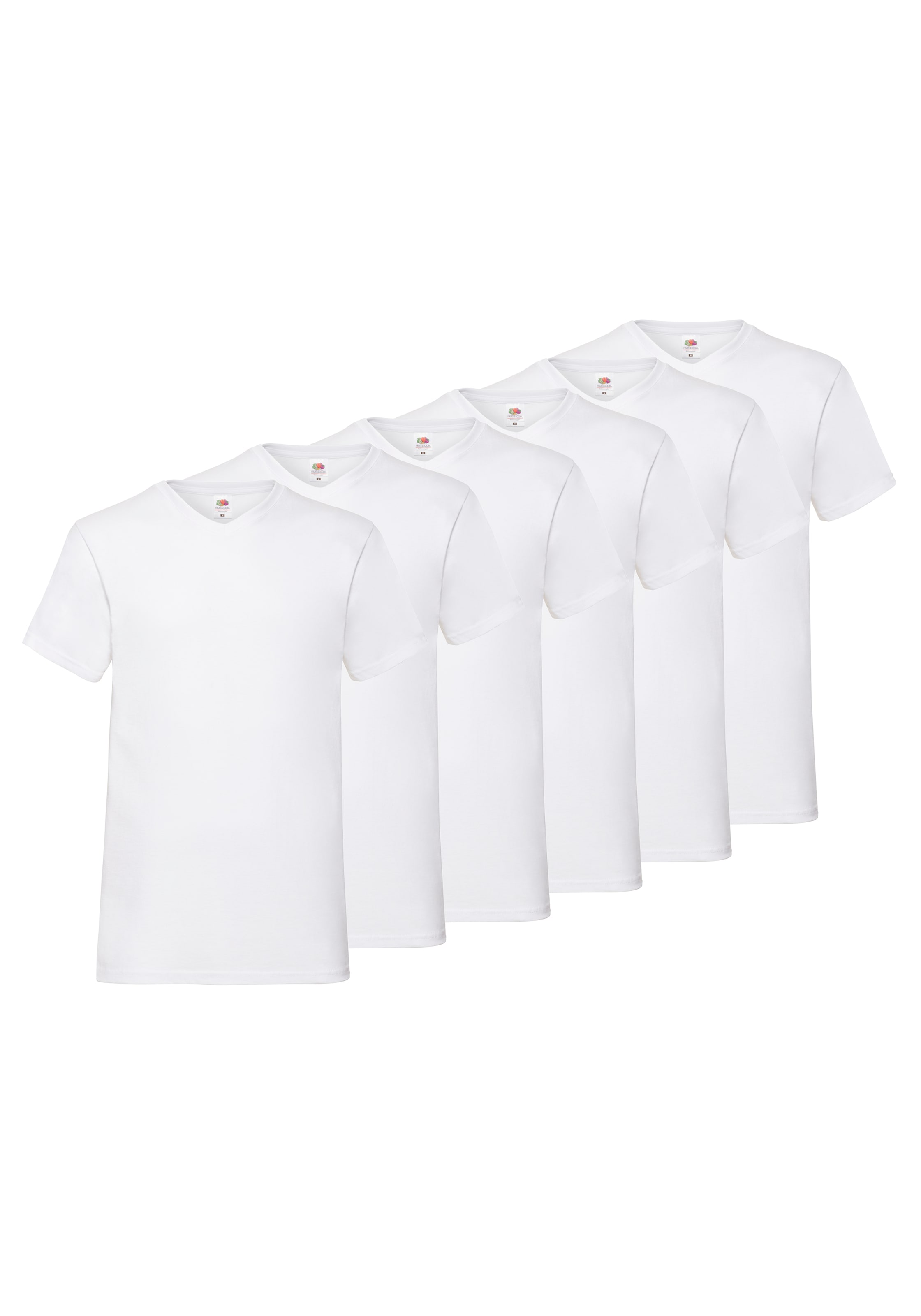 Image of Fruit of the Loom T-Shirt Packung, 6 Stk. aus Baumwolle, V-Ausschnitt, 6-teilig