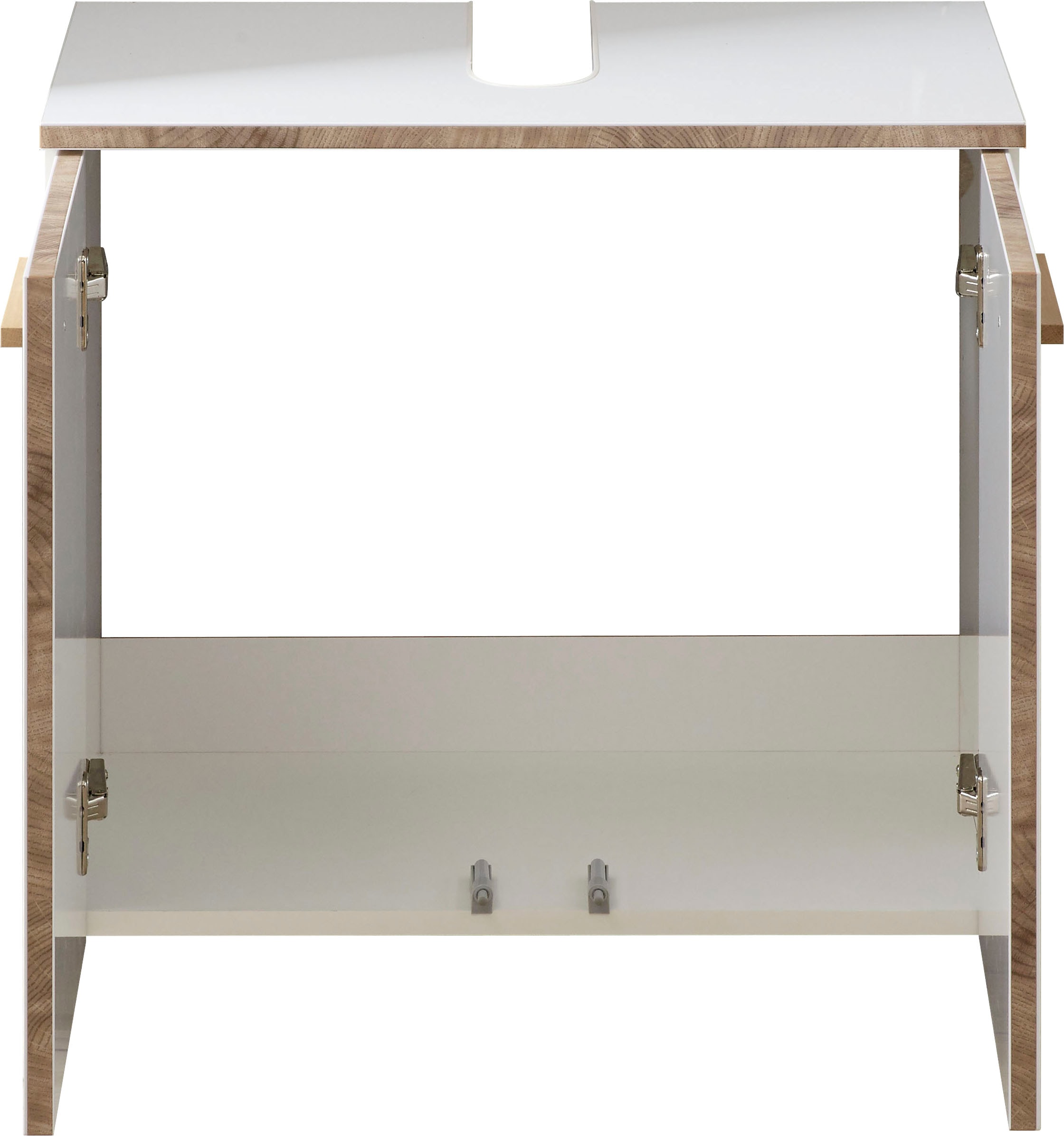 Saphir Armoire sous lavabo »Quickset 931 Unterbeckenschrank, 60 cm breit, 2 Türen, Weiss Glanz« meuble sous-lavabo avec amortisseur de porte, découpe siphon, sans lavabo