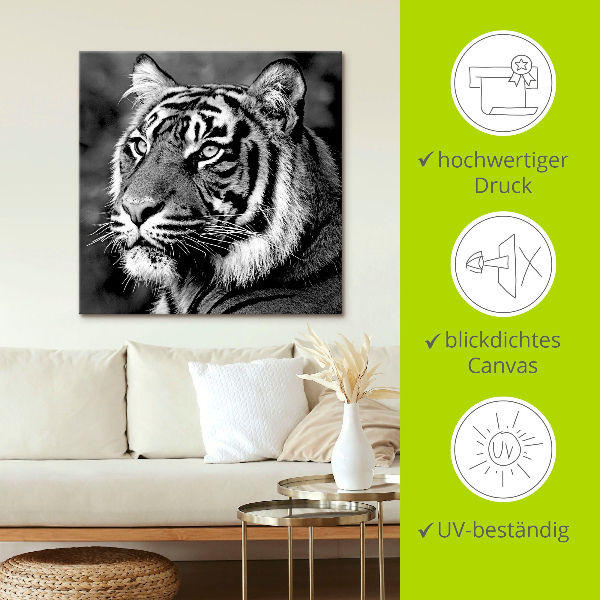 Artland Tableau sur toile »Tiger« Animaux sauvages 1 cuis tlg. tendu sur cadre en bois