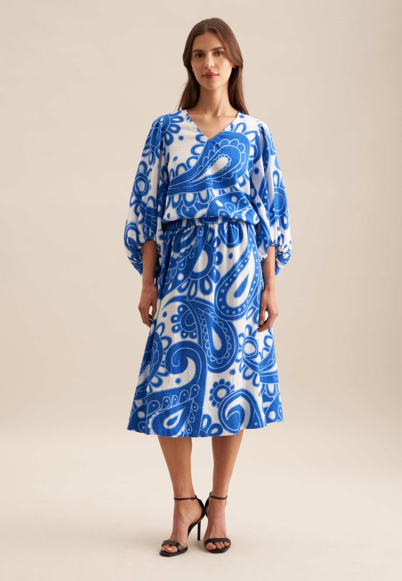 seidensticker Chemisier à chemise »Schwarze Rose« 3/4 V-Neck Paisley