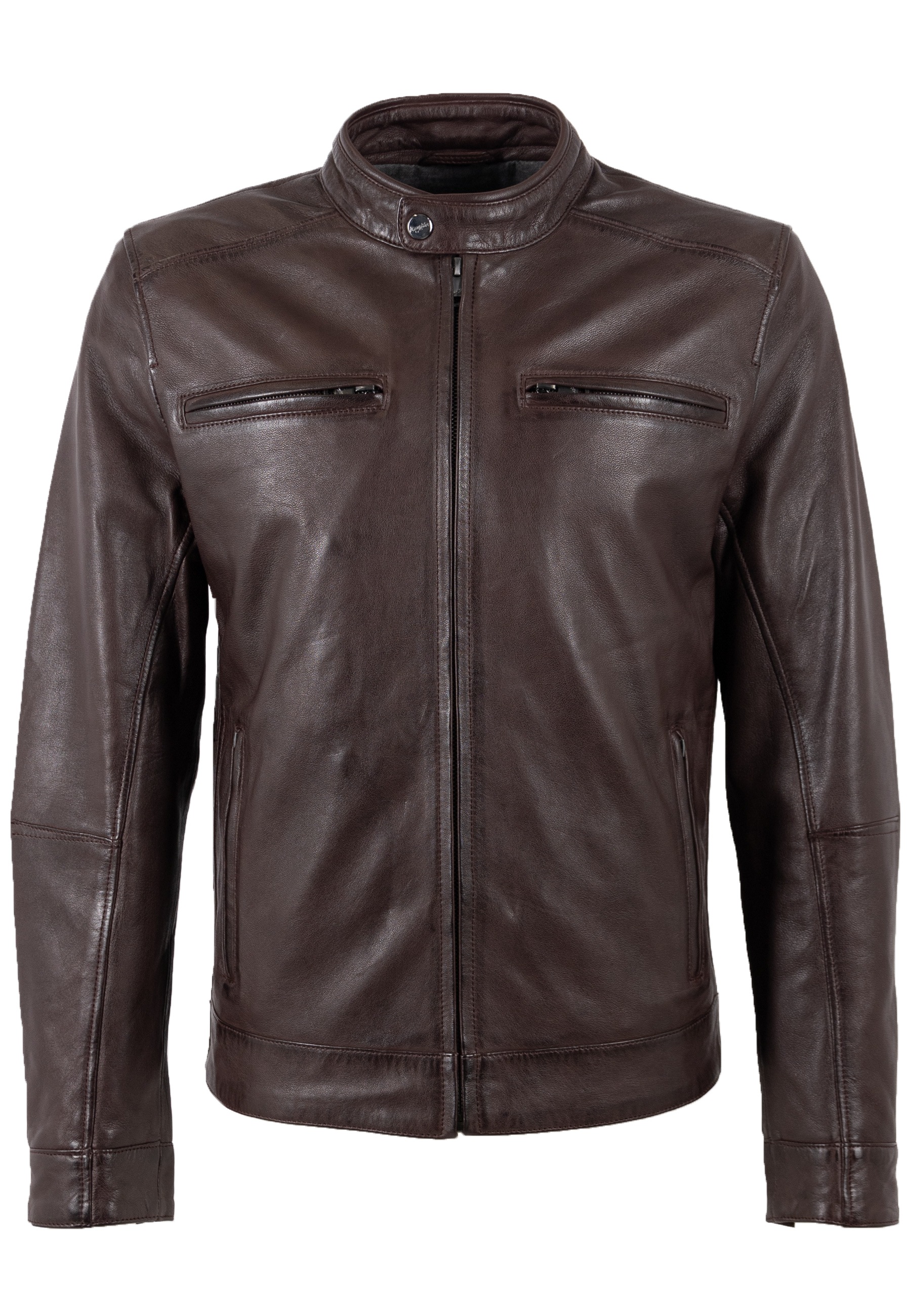 Mauritius Veste en cuir »MMBlaco« style biker avec col montant et imprimé