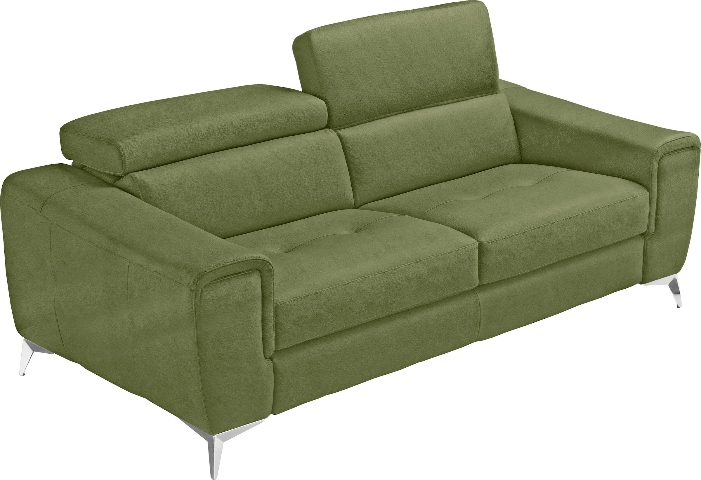 Image of Egoitaliano 2,5-Sitzer "Francine, Designsofa, Loungesofa, Breite 213 cm, Fussfarbe chrom" Designfuss, Luxus-Microfaser BLUSH, kiwi