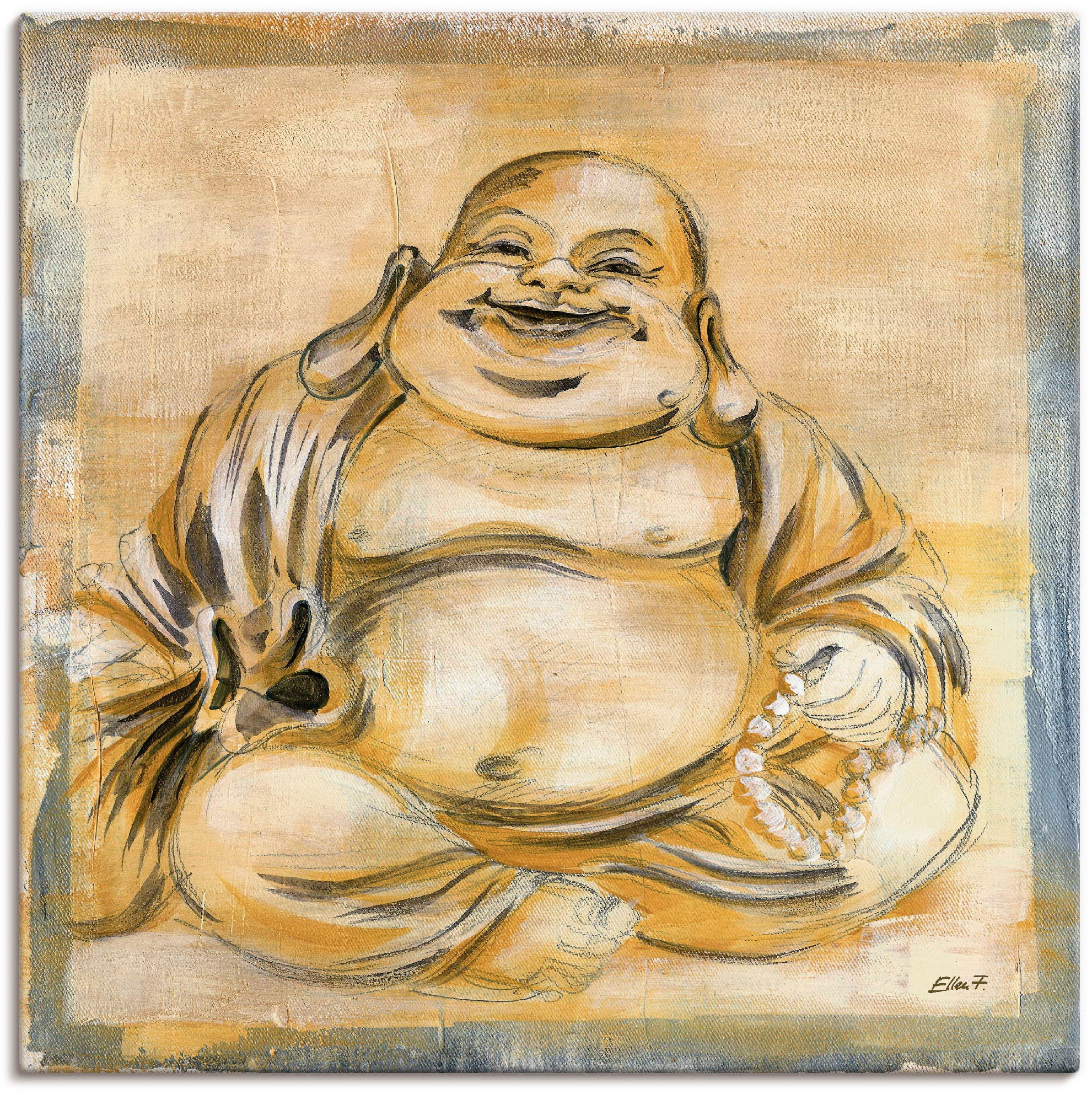 Image of Artland Wandbild »Fröhlicher Buddha I«, Religion, (1 St.), in vielen Grössen & Produktarten - Alubild / Outdoorbild für den Aussenbereich, Leinwandbild, Poster, Wandaufkleber / Wandtattoo auch für Badezimmer geeignet bei Ackermann Versand Schweiz