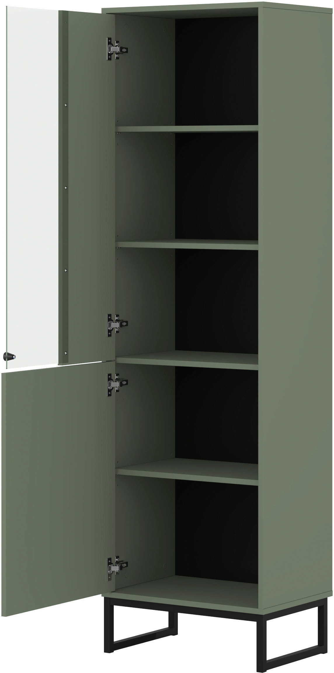 GOODproduct Vitrine »Loft, Höhe 180 cm, moderne Standvitrine mit 2 Türen, Metallkufen« Hochschrank mit viel Stauraum, Glastür und verstellbaren Einlegeböden