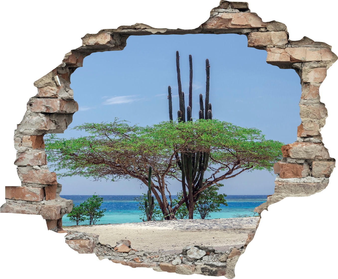 Image of queence Wandtattoo "Strand" Wandsticker, Wandbild, selbstklebend, 3D, Wanddurchbruch