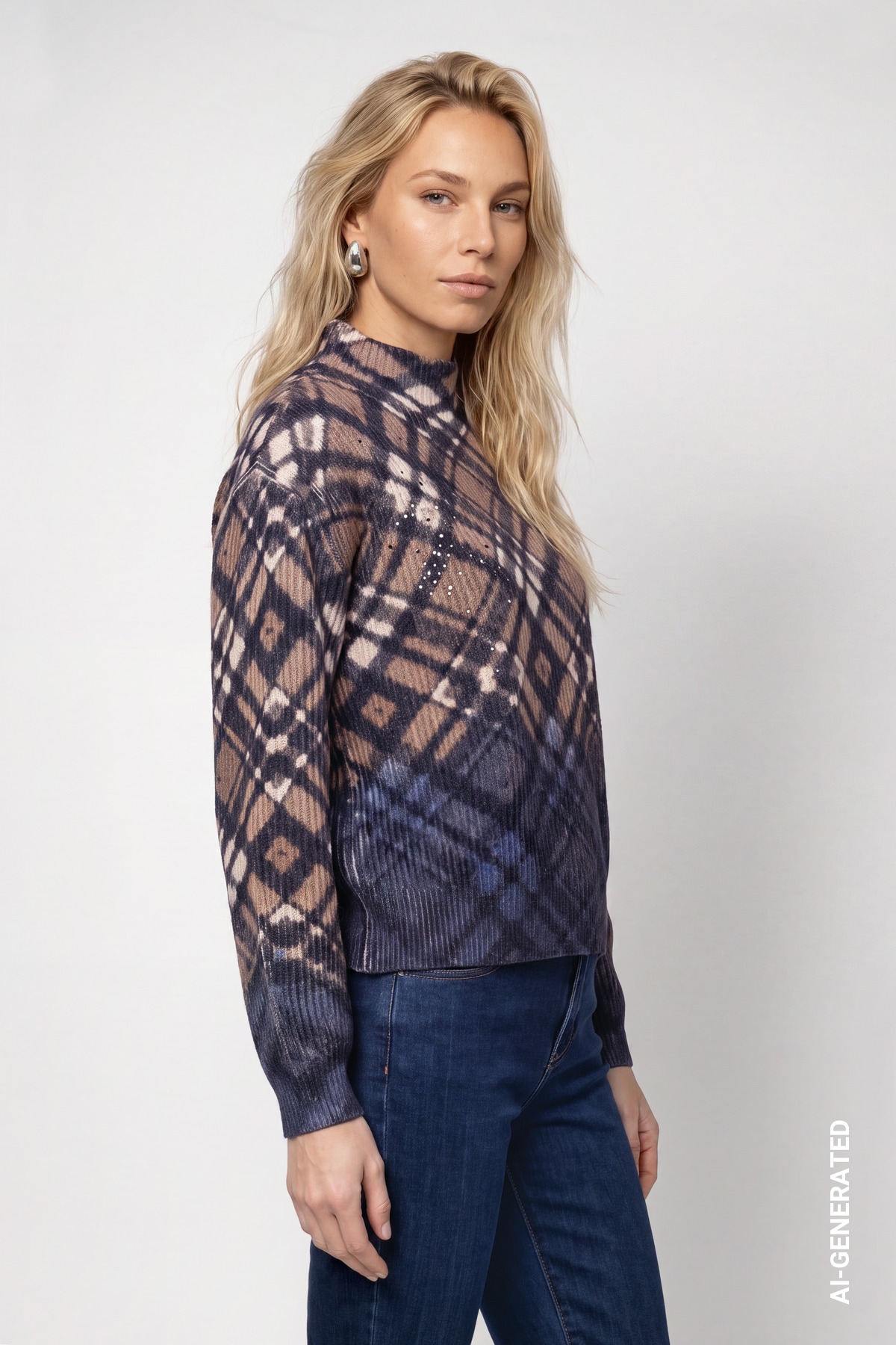 Monari Strickpullover Regular fit mit Karomuster
