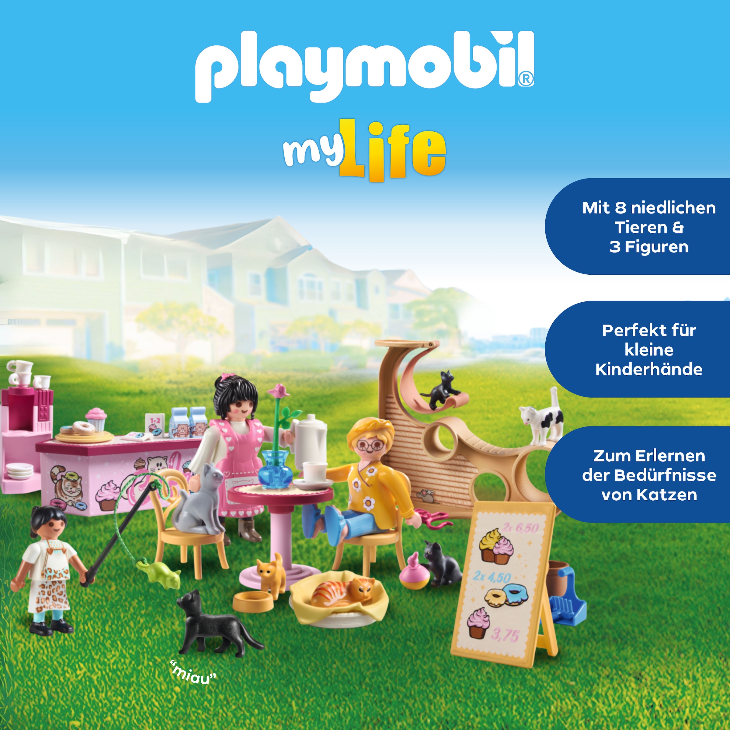 Playmobil® Konstruktions-Spielset »Katzencafe (71744), Playmobil My Life« Made in Europe