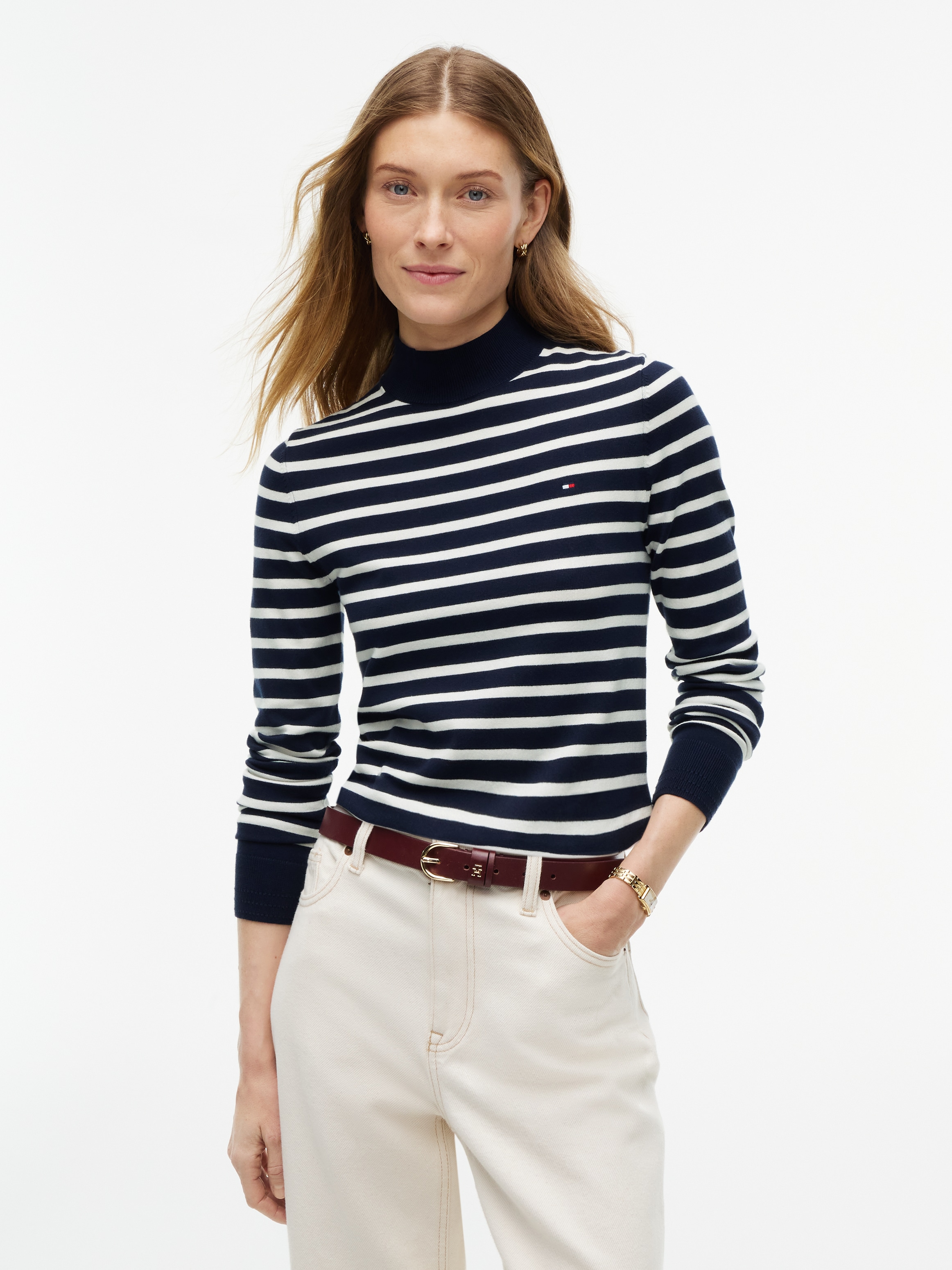 Image of Tommy Hilfiger Strickpullover "COTTON JERSEY SLIM MK-NK SWT" Baumwollmischung, slim fit