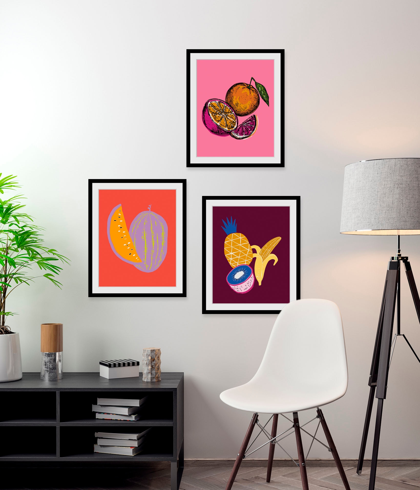 Image of queence Bild "Maya" Essen Figuren Kunst Lebensmittel Obst Obst Bilder 1 Stk. tlg. HD Premium Poster-Druck inkl. Holzrahmen