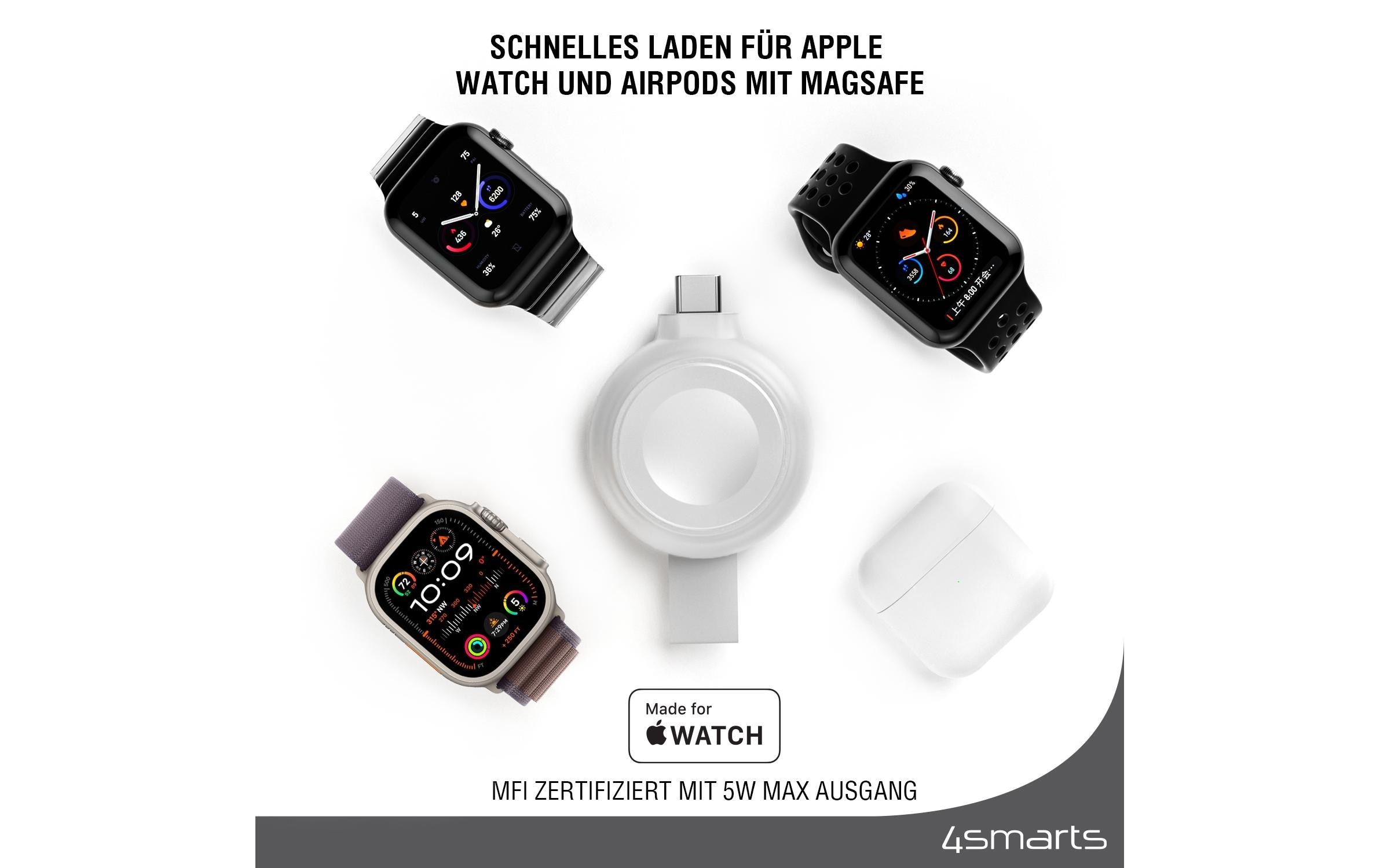 4smarts USB-Kabel »Apple Watch Charger QI2.0 Silberfarben«