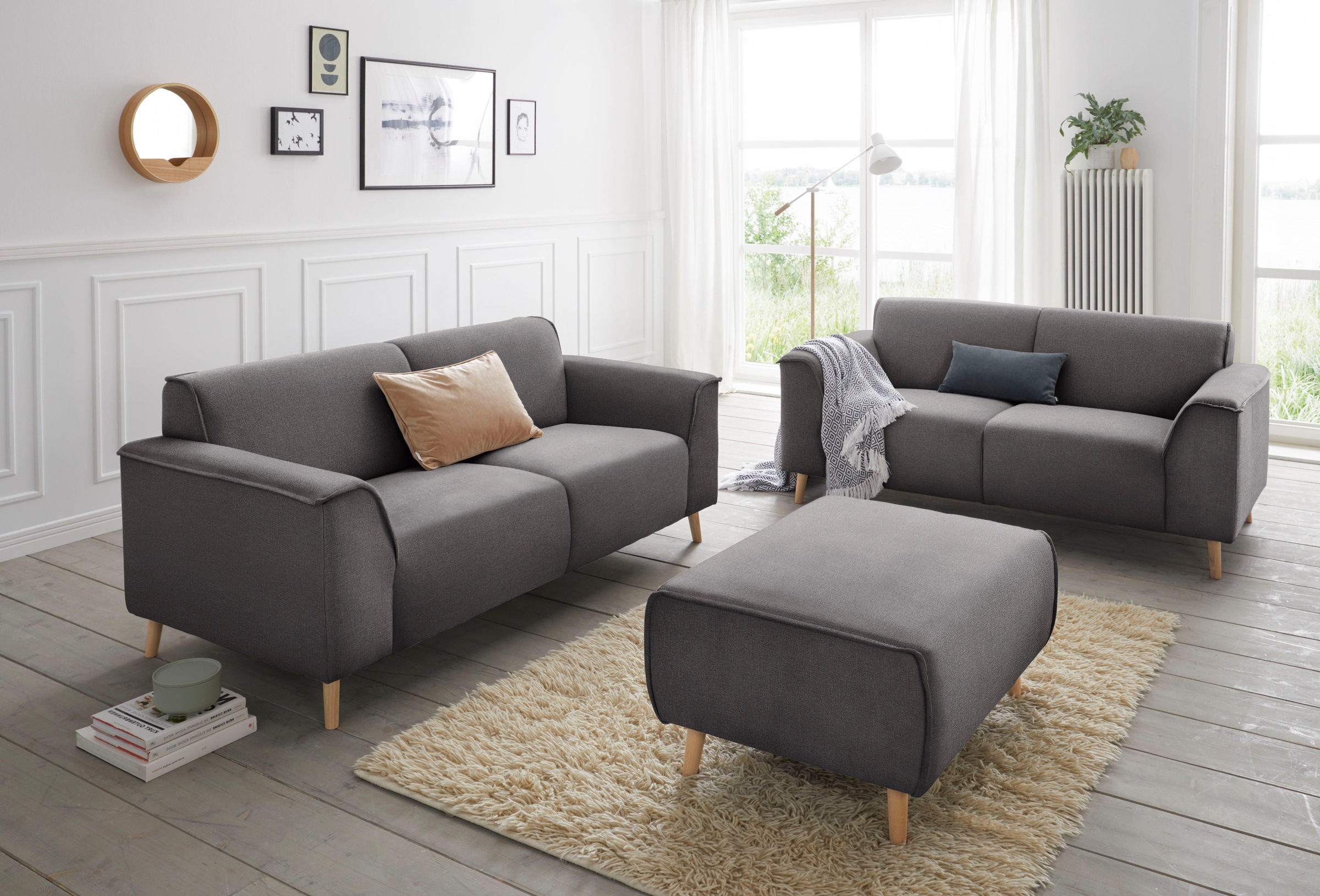 andas 2-Sitzer »Janek Scandic Design, elegant und zeitlos«, mit Federkern und Keder in scandinavischem Design
