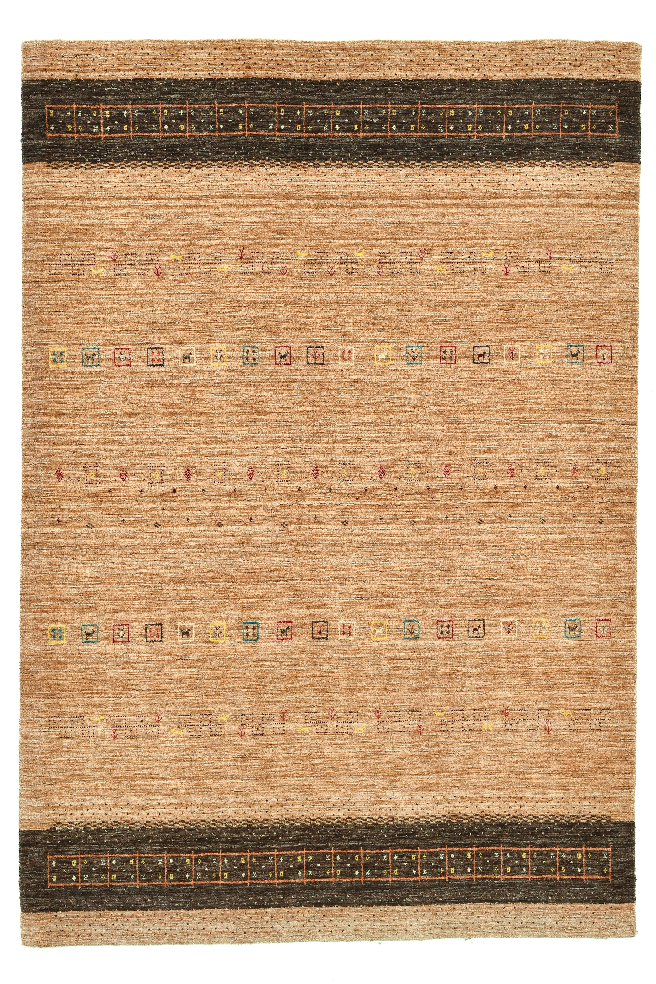 THEKO Tapis en laine »Lori Star Gold« Rectangulaire 12 mm Höhe reine Wolle, handgewebt, ideal im Wohnzimmer & Schlafzimmer