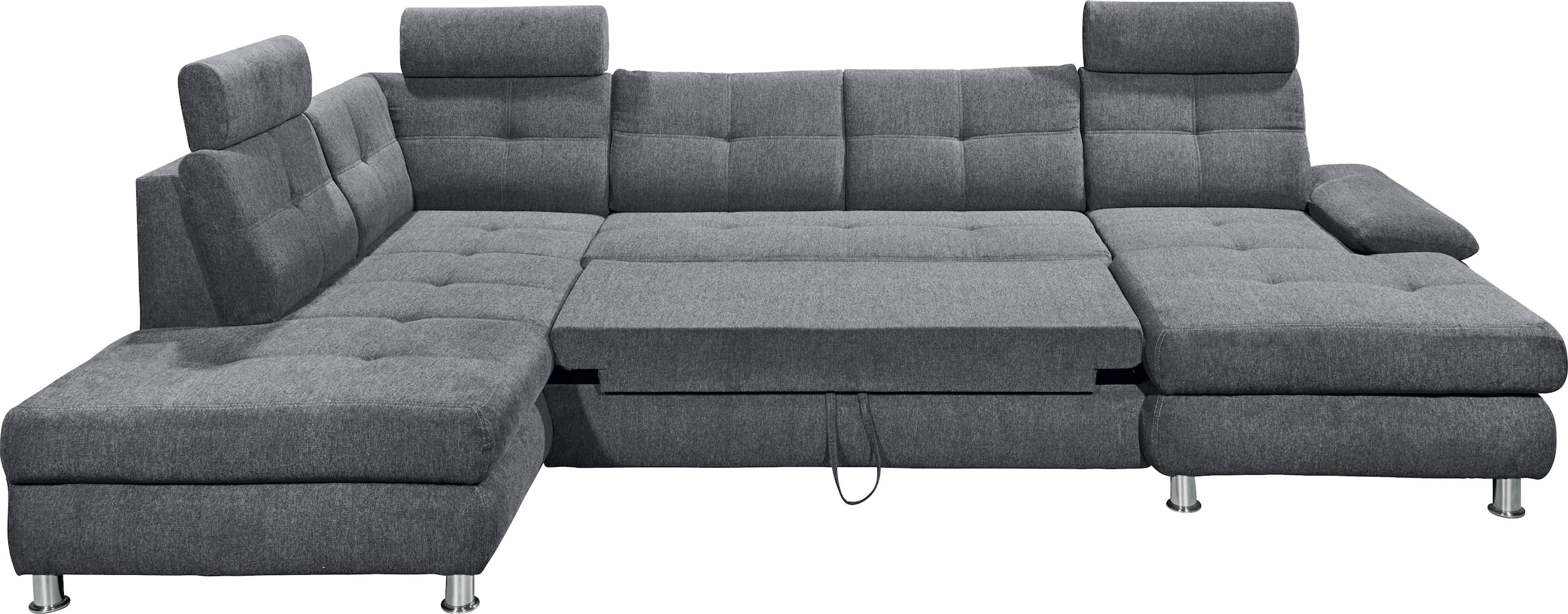 ED EXCITING DESIGN Wohnlandschaft »Alba U-Form«, mit Bettfunktion, Bettkasten, Armteilverstellung & Kopfstützen