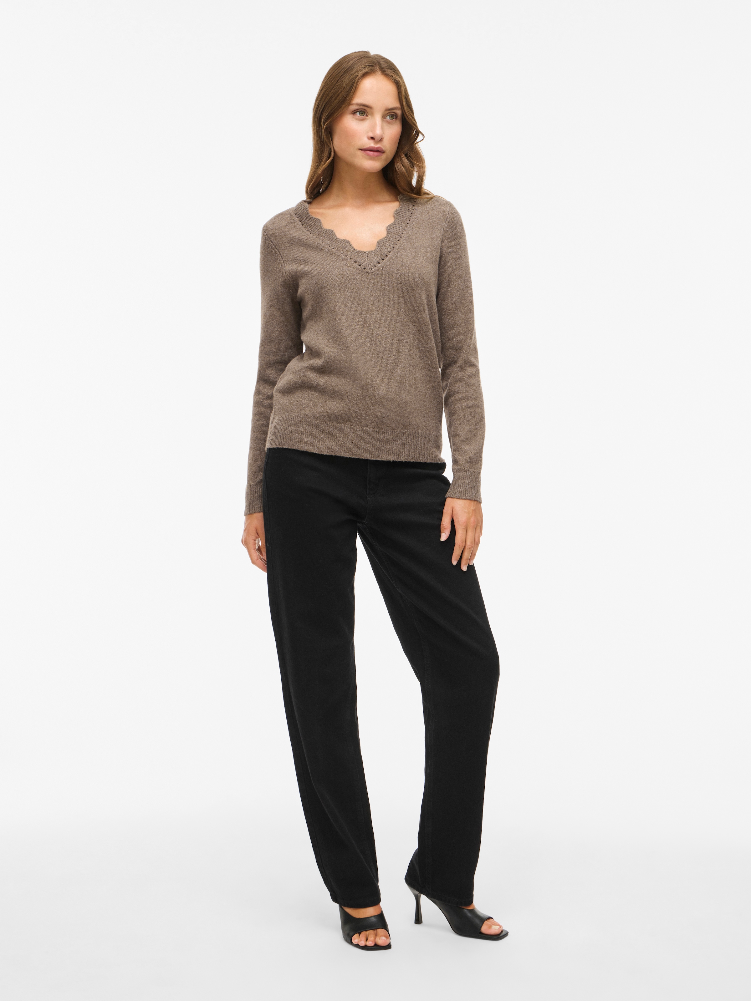 Vila Pull col V »VINIKOLINA V-NECK L/S KNIT TOP - NOOS«