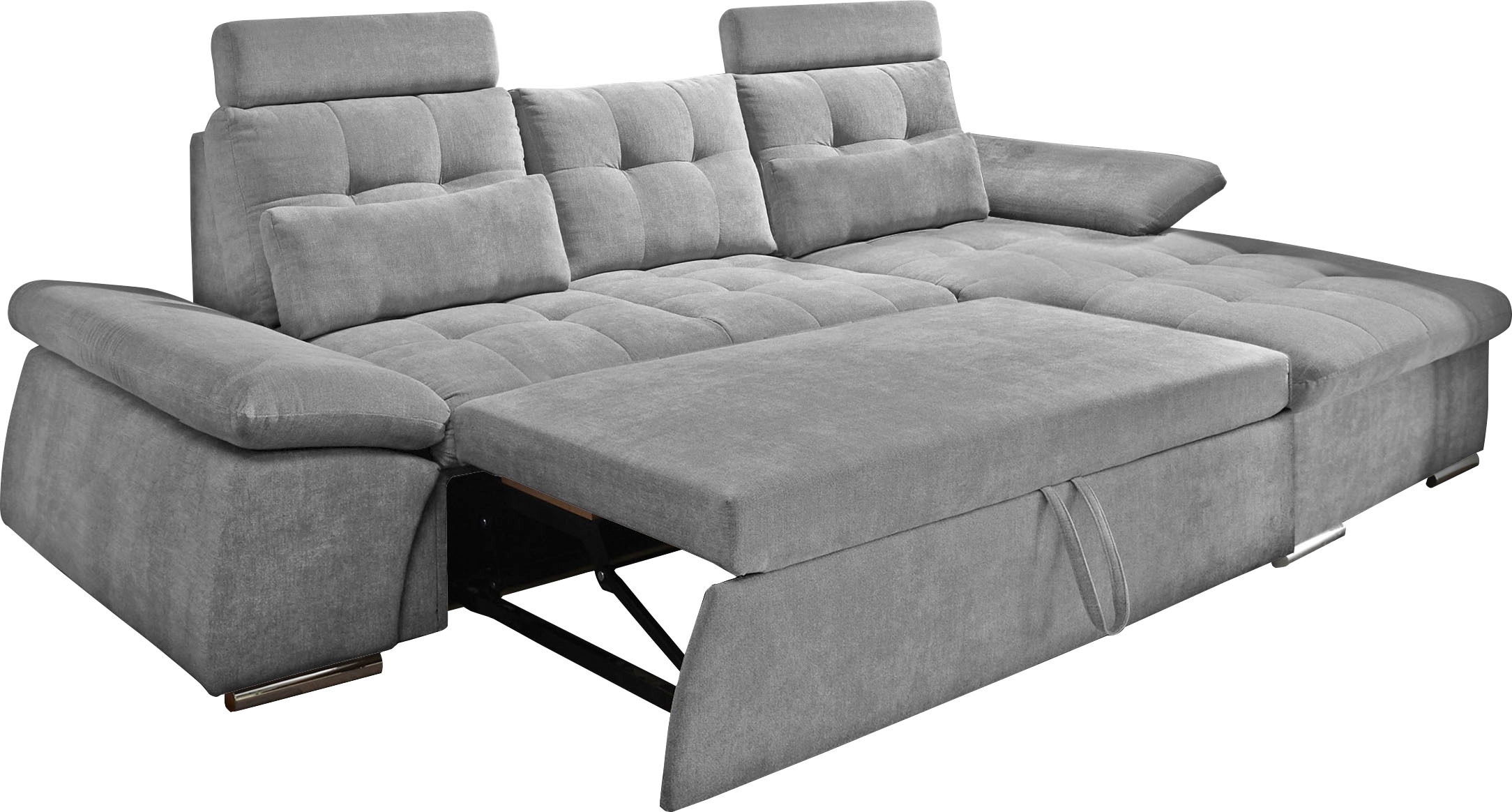 ED EXCITING DESIGN Ecksofa »Nalo L-Form« mit Bettfunktion, Armteilverstellung, Kopfstützen & 2 Nierenkissen