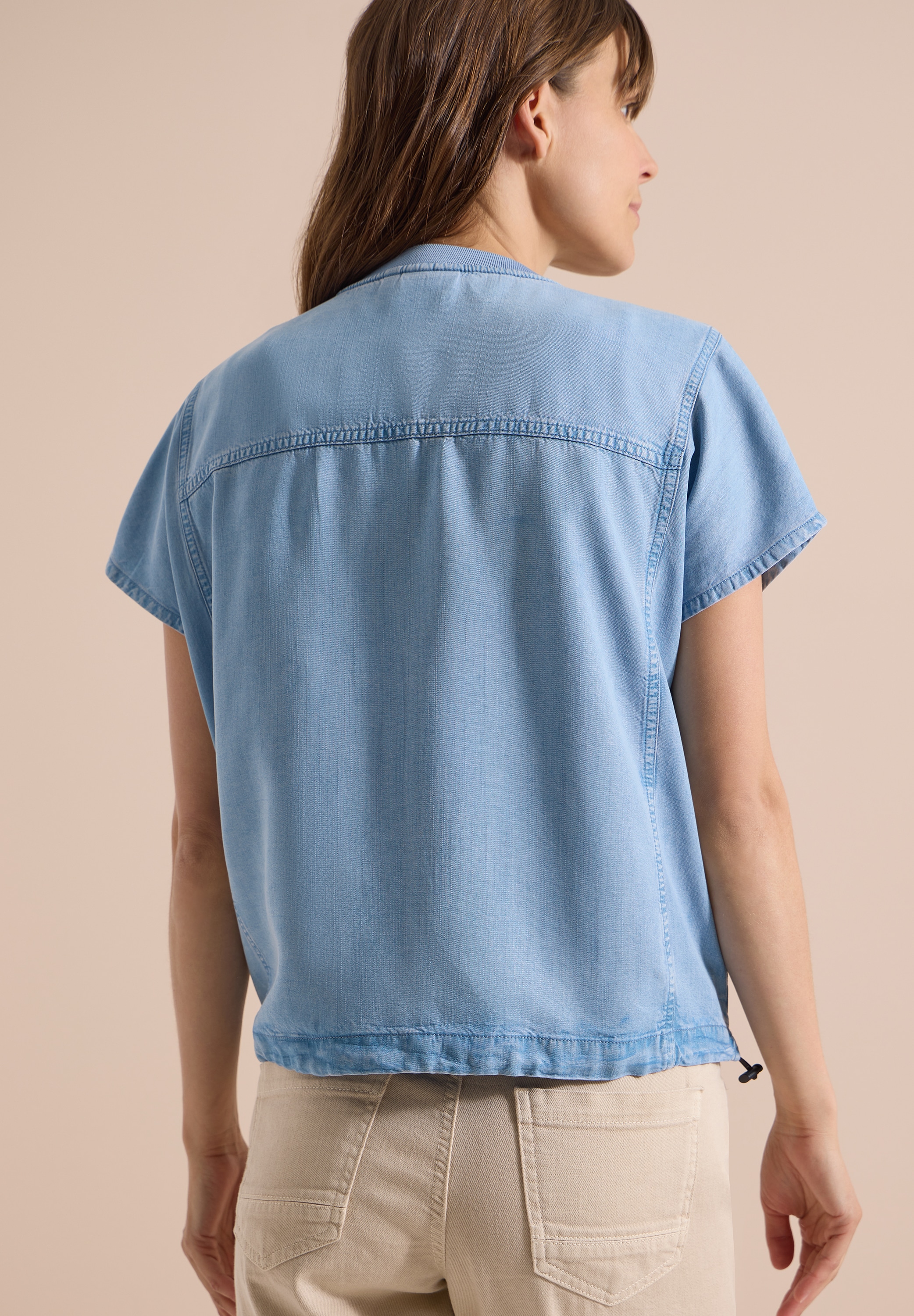 Cecil Top chemisier cordons latéraux, qualité lyocell, aspect blouson