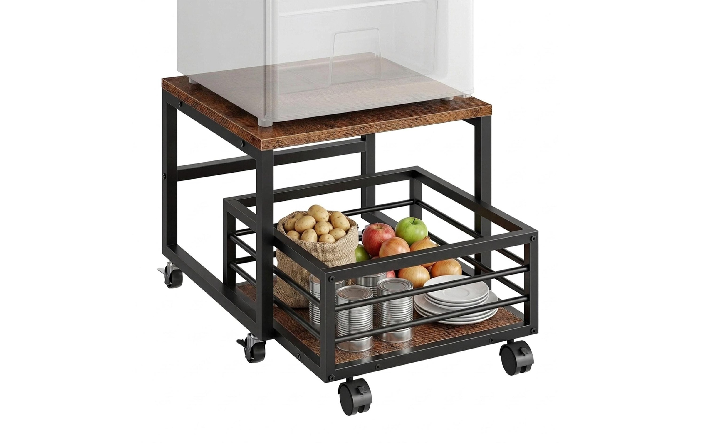 Image of relaxdays Küchenregal "Mini-Kühlschrankständer, Schwarz/Braun"