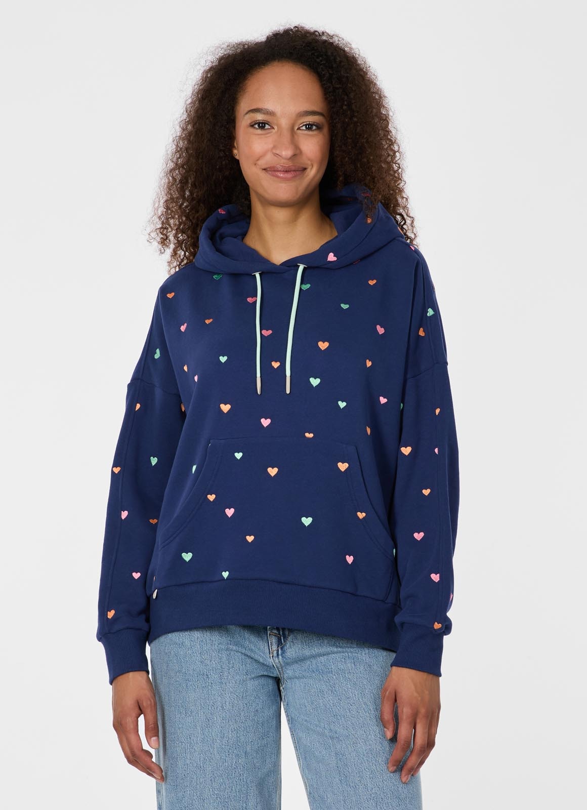 Image of Ragwear Kapuzensweatshirt "PIRITA HEARTS", mit seitlichen Eingrifftaschen und bunter allover Herzchenstickerei