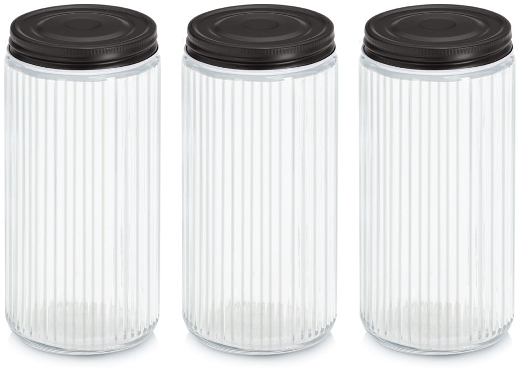 Image of Zeller Present Vorratsglas "mit Metalldeckel, 3-tlg." luftdicht, schützt vor Feuchtigkeit, 950 ml